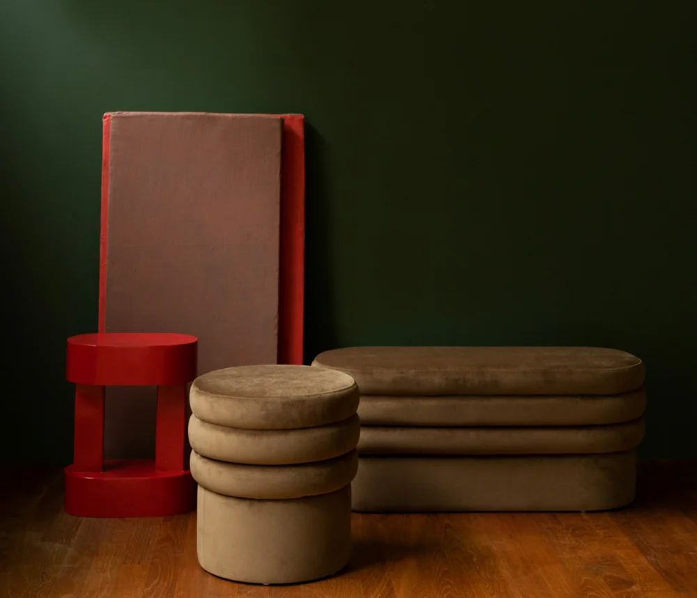 Aditi Velvet Brown Bench