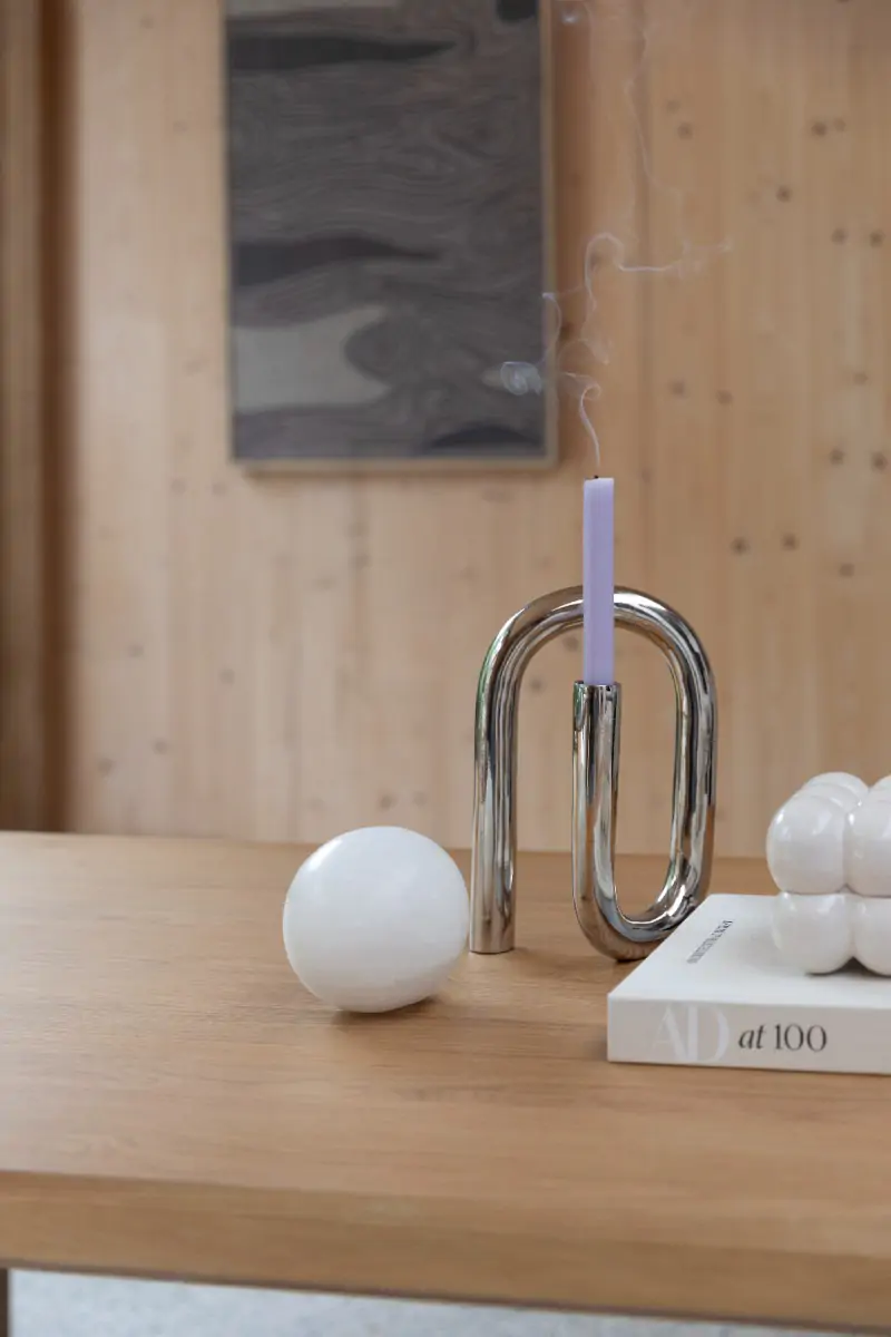 Candle Holder Tubo L Shiny Silver