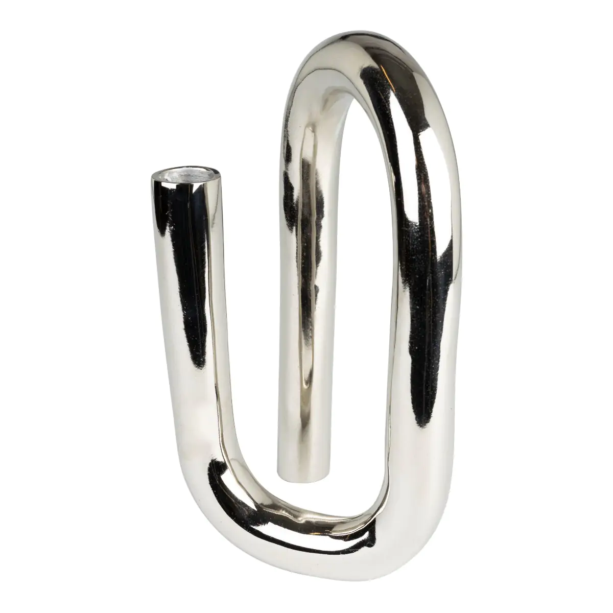 Candle Holder Tubo L Shiny Silver - Image 2