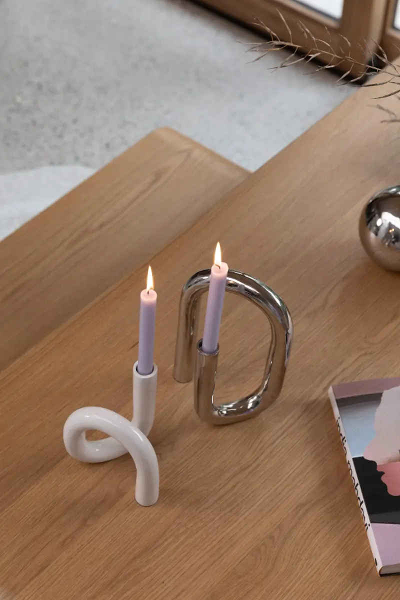 Candle Holder Tubo L Shiny Silver - Image 3