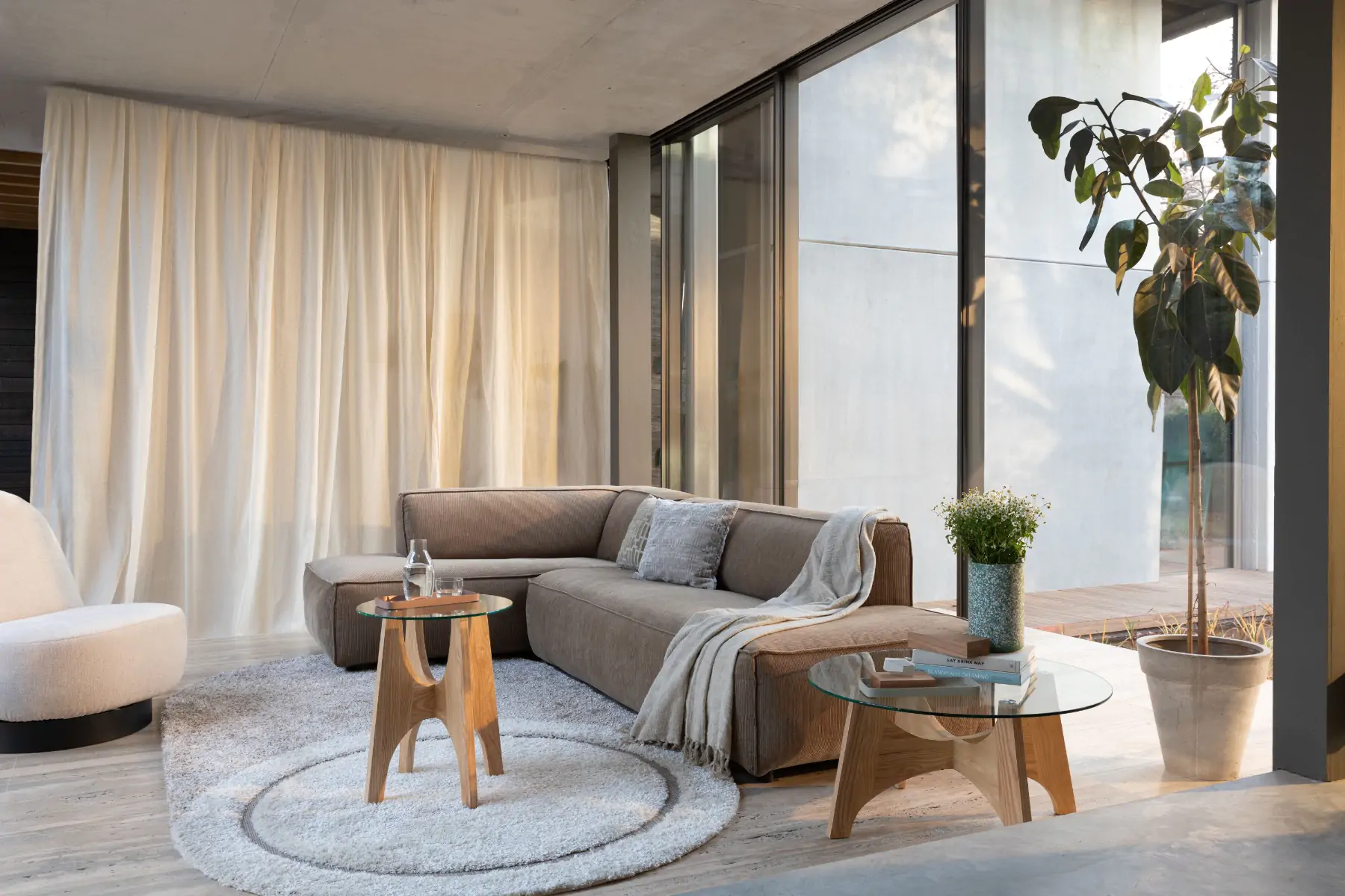 Fat Freddy Rib Sofa Left Caramel