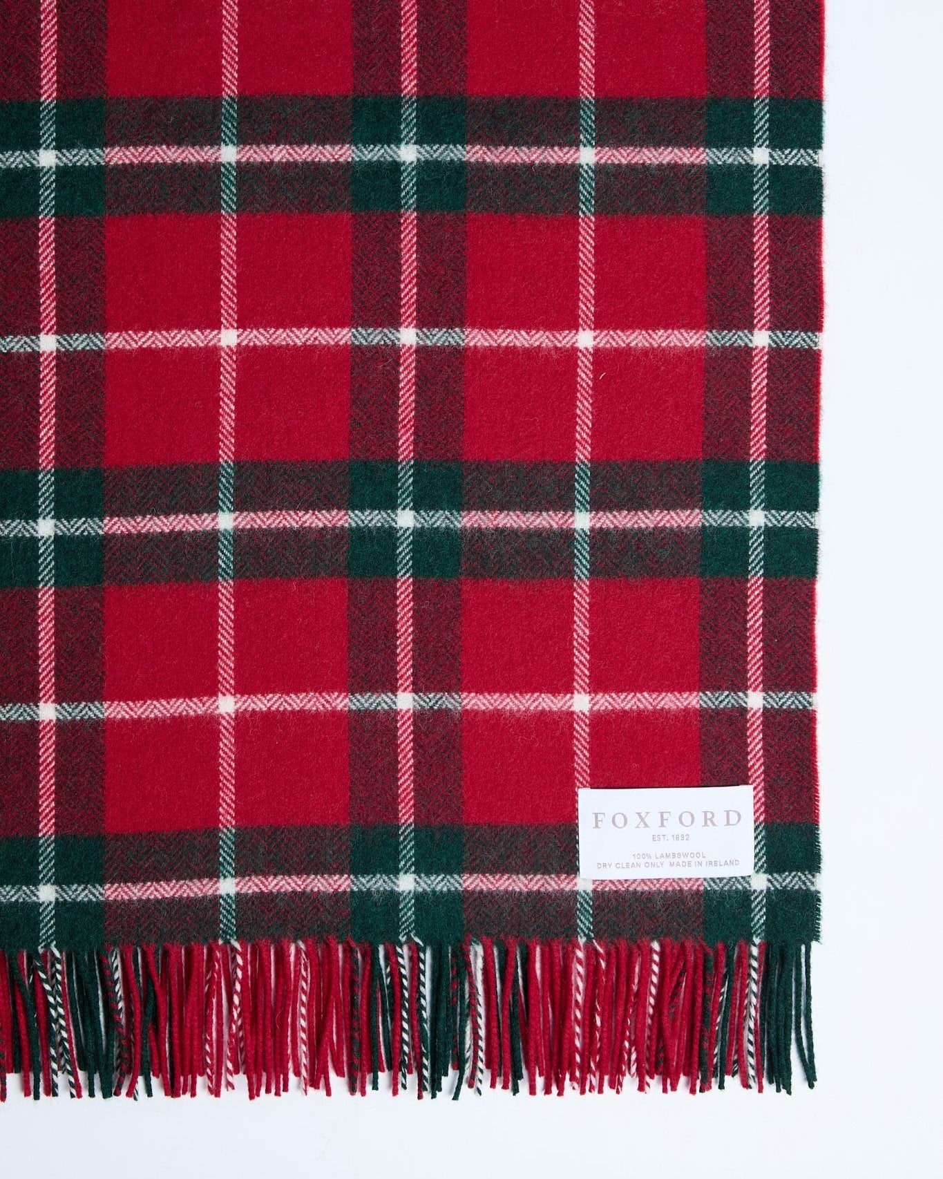 Foxford Ashford Green Check Lambswool Throw - Image 4