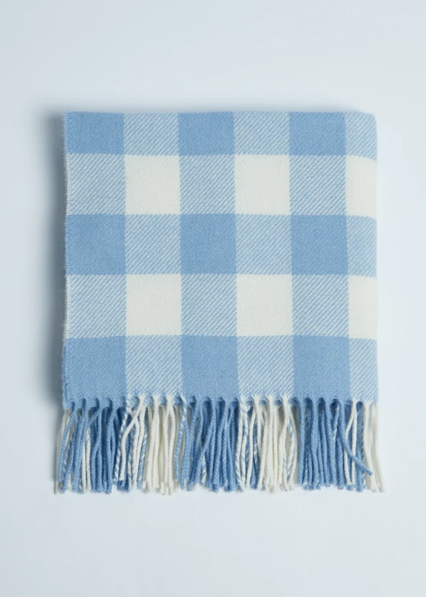Foxford Blue Check Lambswool Baby Blanket - Image 3