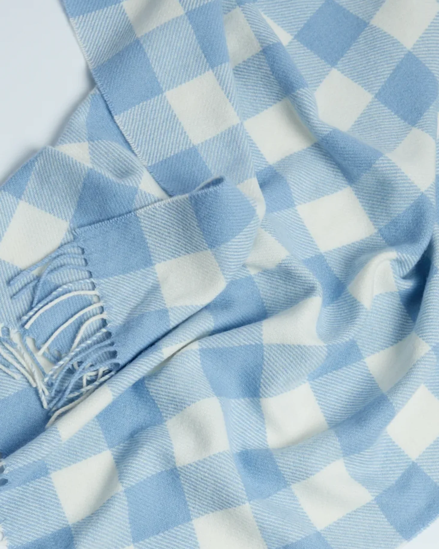 Foxford Blue Check Lambswool Baby Blanket - Image 4