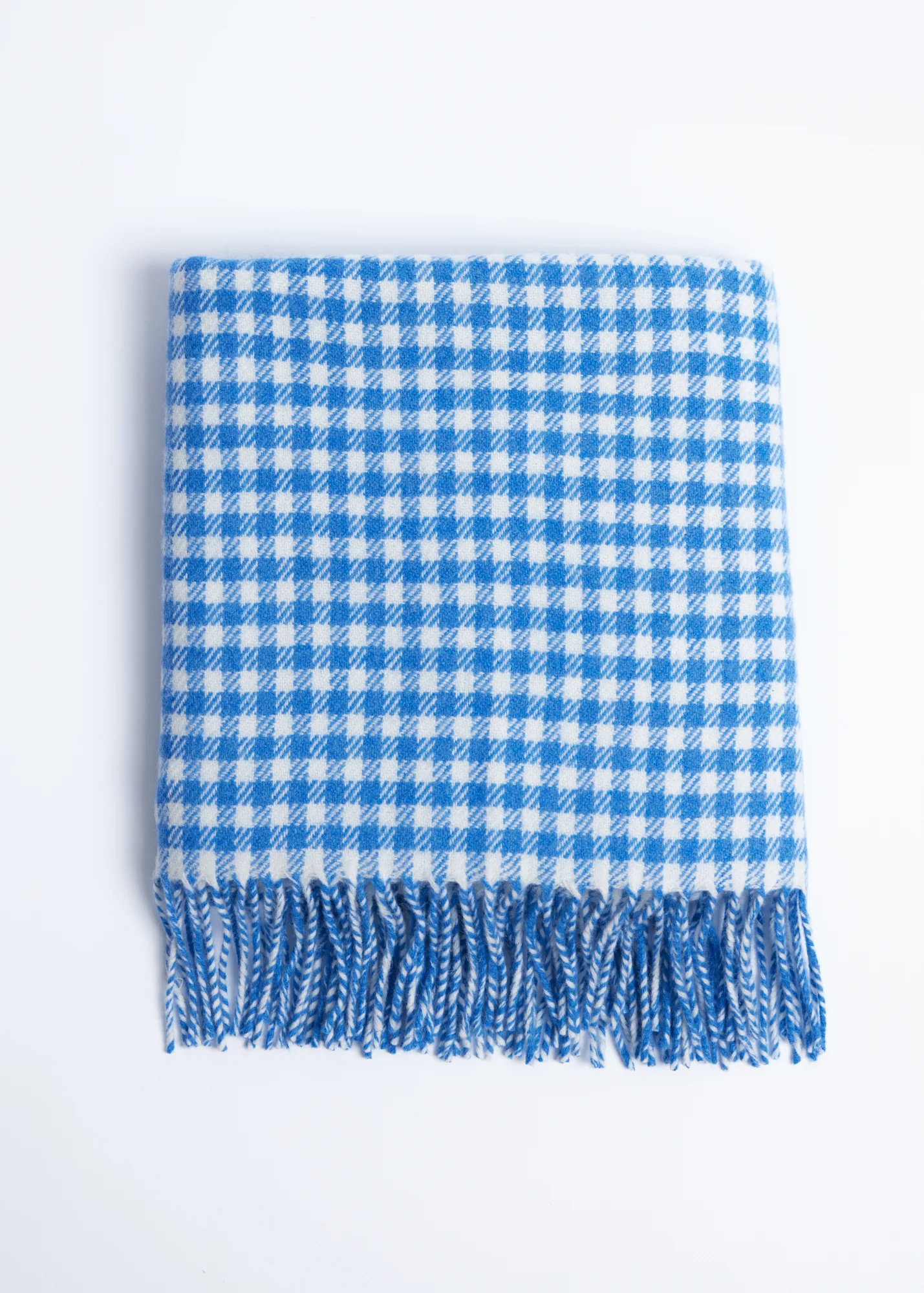 Foxford Blue Gingham Lambswool Baby Blanket - Image 3