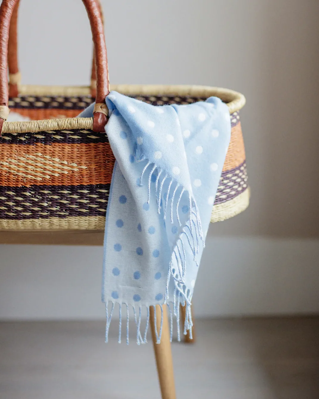 Foxford Blue Spot Lambswool Baby Blanket - Image 2