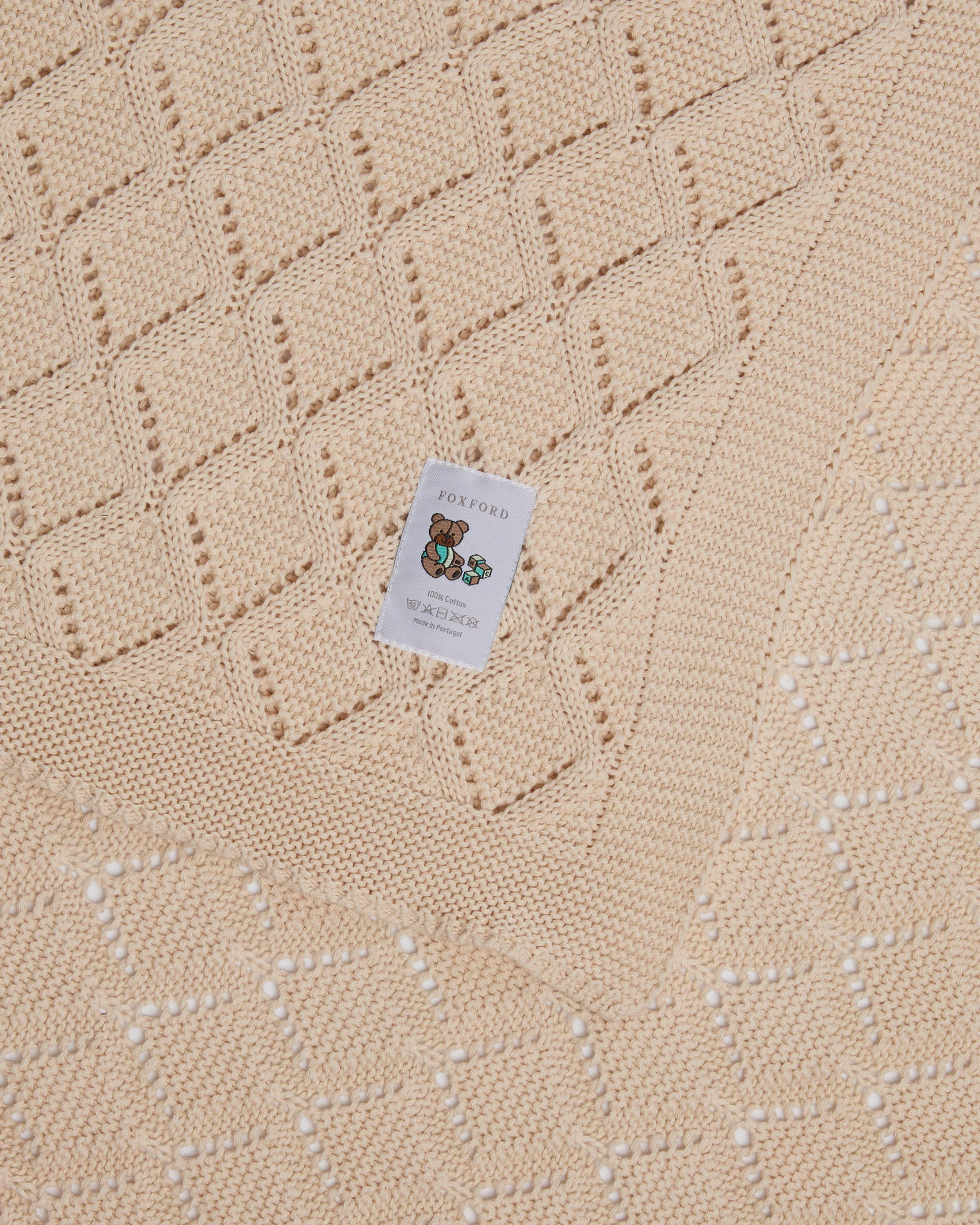 Foxford Cellular Cotton Baby Blanket- Cream - Image 4