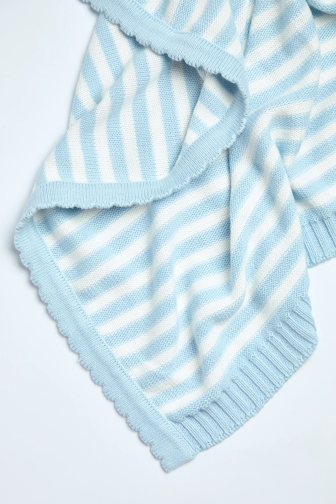 Foxford Cotton Baby Blanket- Blue Stripe - Image 3