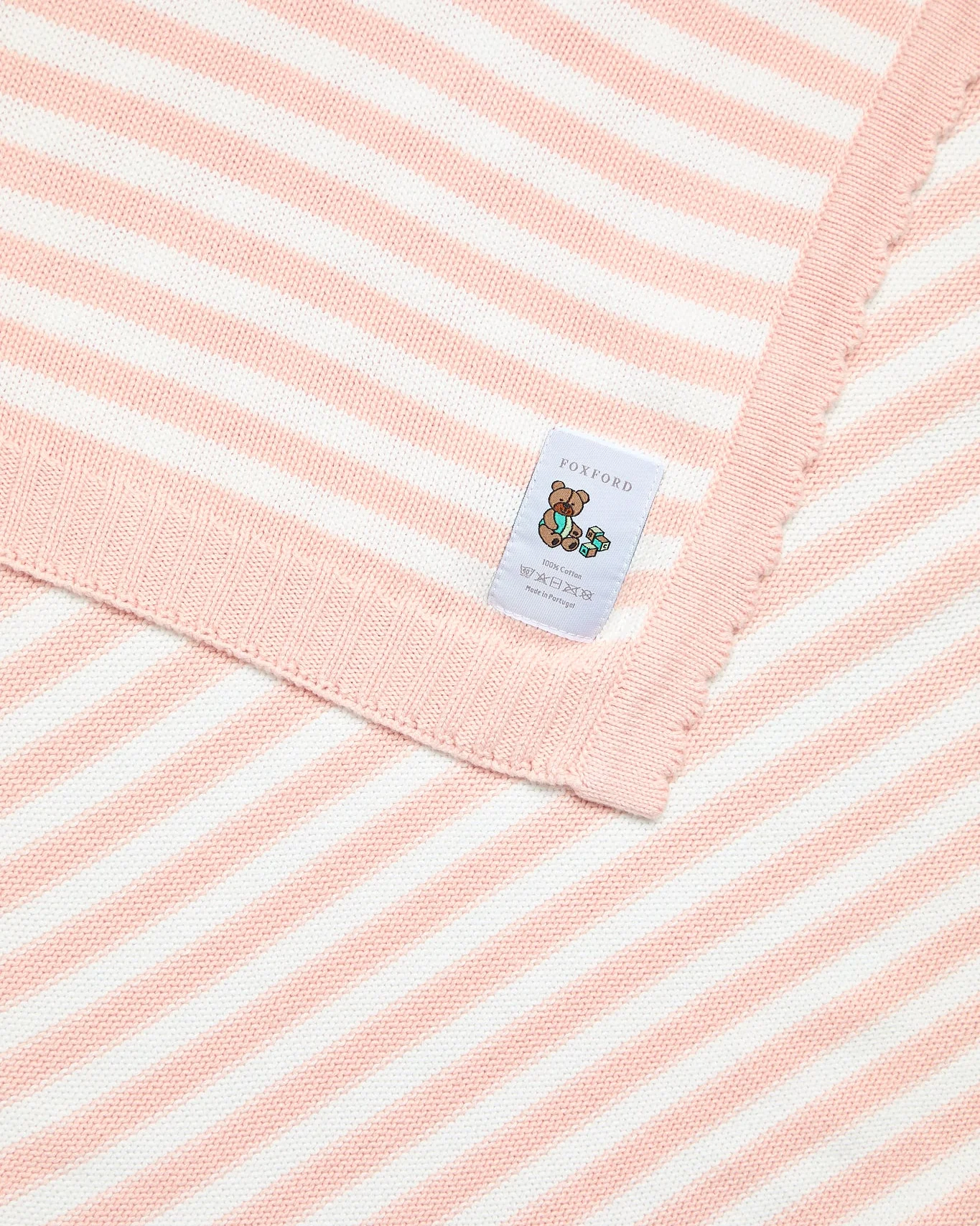Foxford Cotton Baby Blanket- Pink Stripe - Image 4