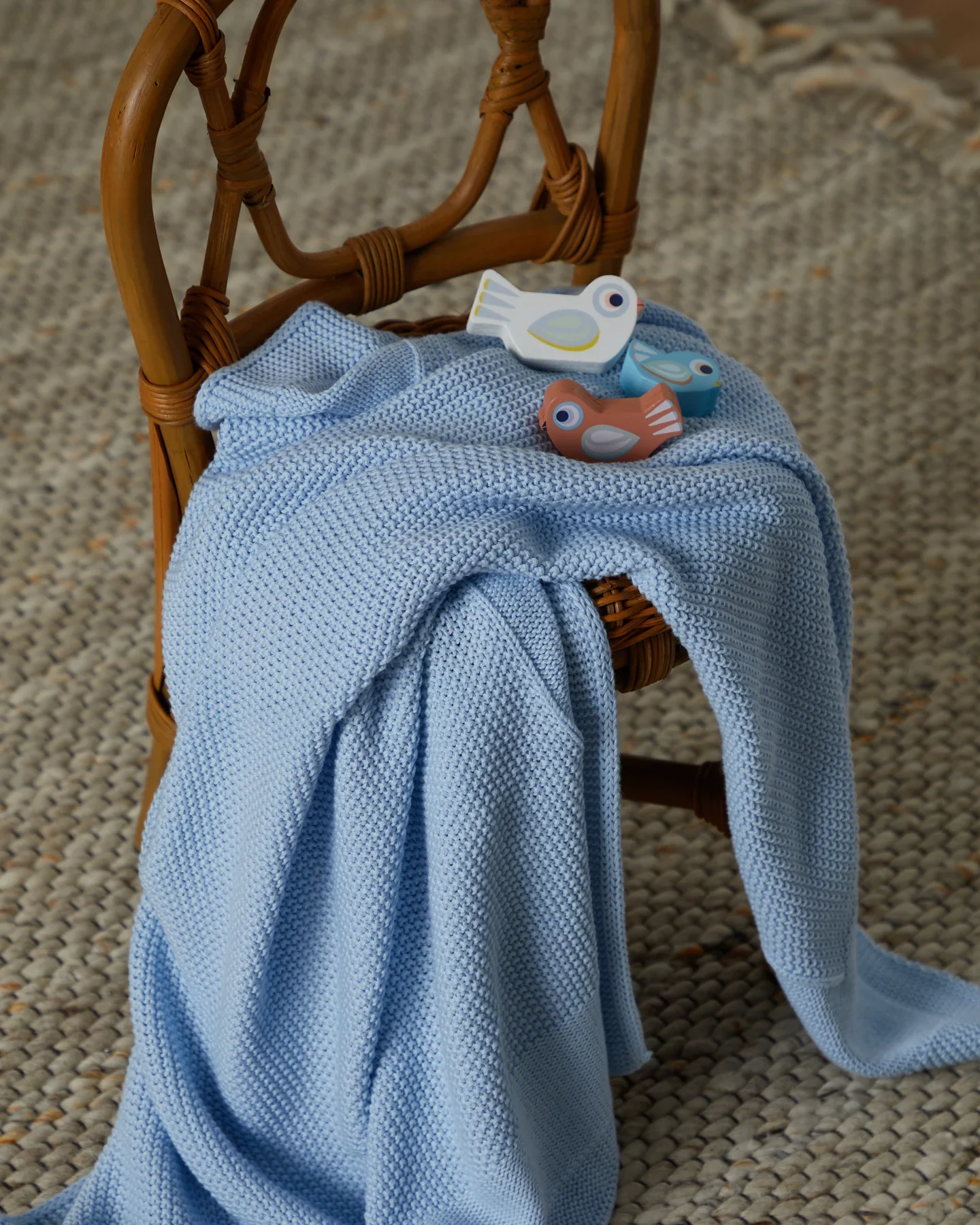 Foxford Cotton Baby Blanket- Powder Blue