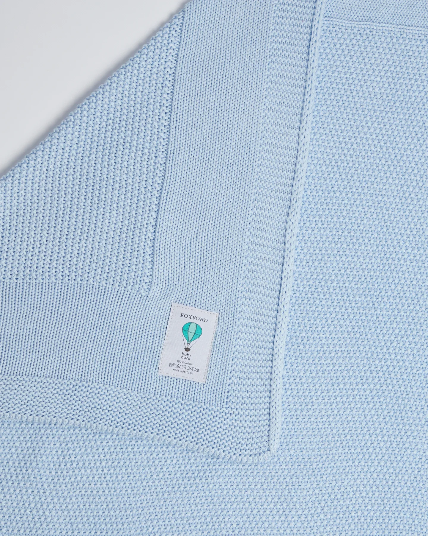 Foxford Cotton Baby Blanket- Powder Blue - Image 3