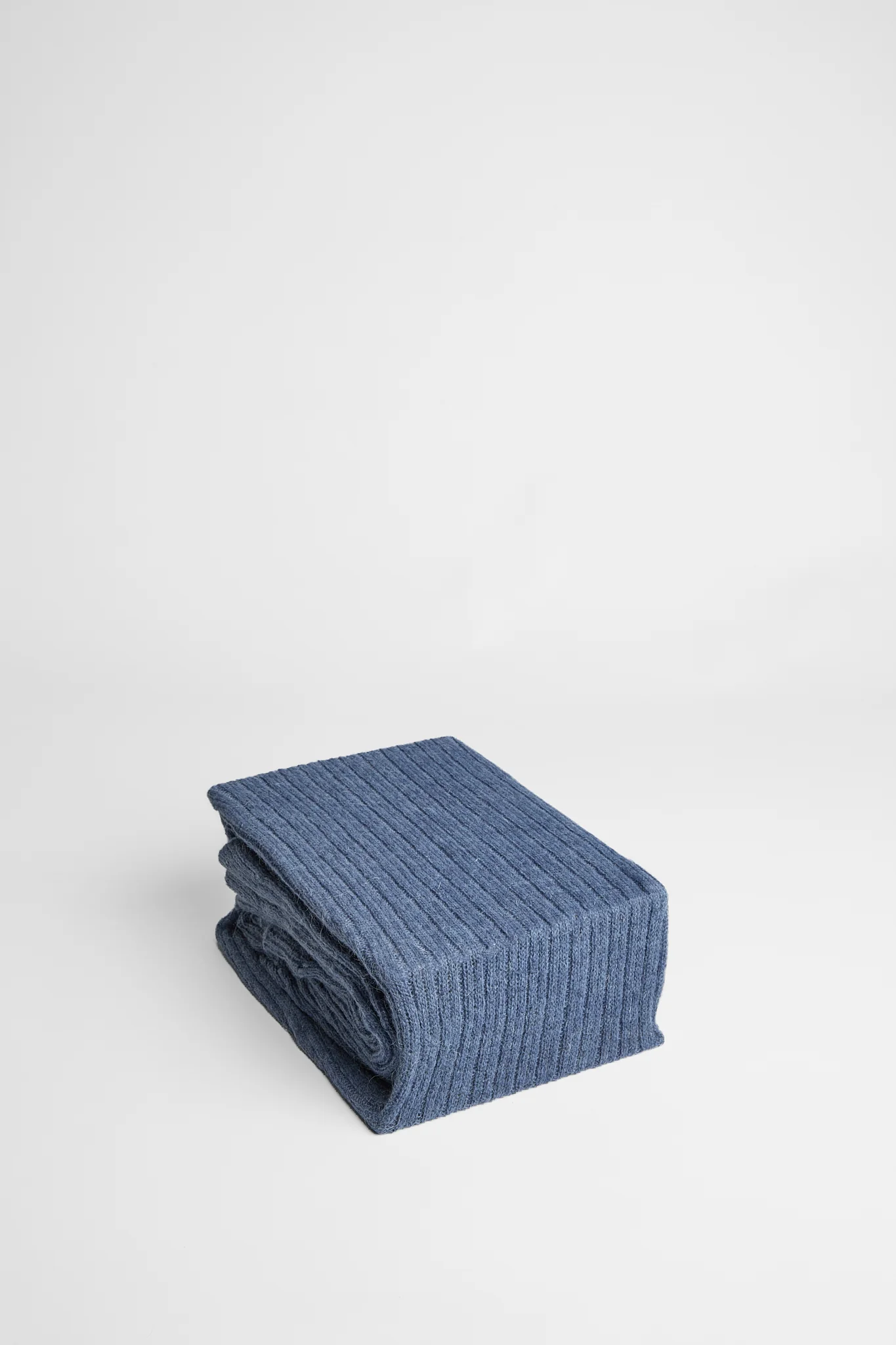 Foxford Denim Knitted Ribbed Bed Blanket