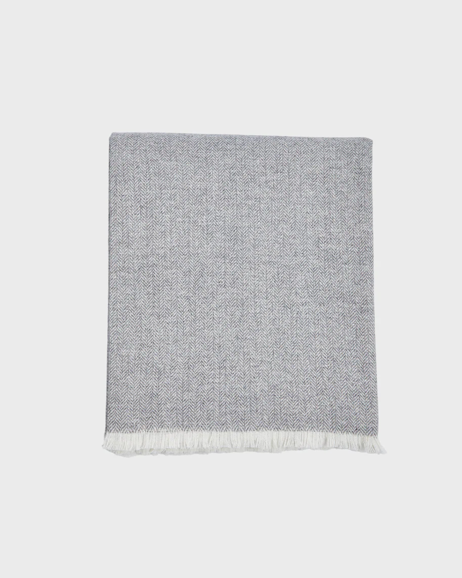 Foxford Extra Large Lambswool Throw Blanket - Grey - Image 2