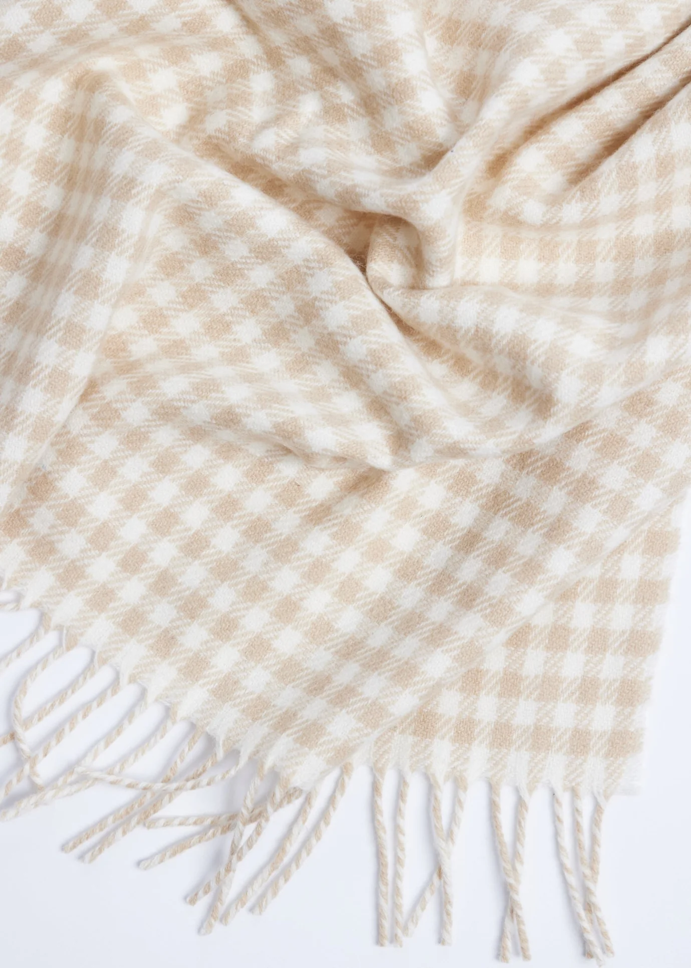 Foxford Fawn Gingham Lambswool Baby Blanket - Image 2