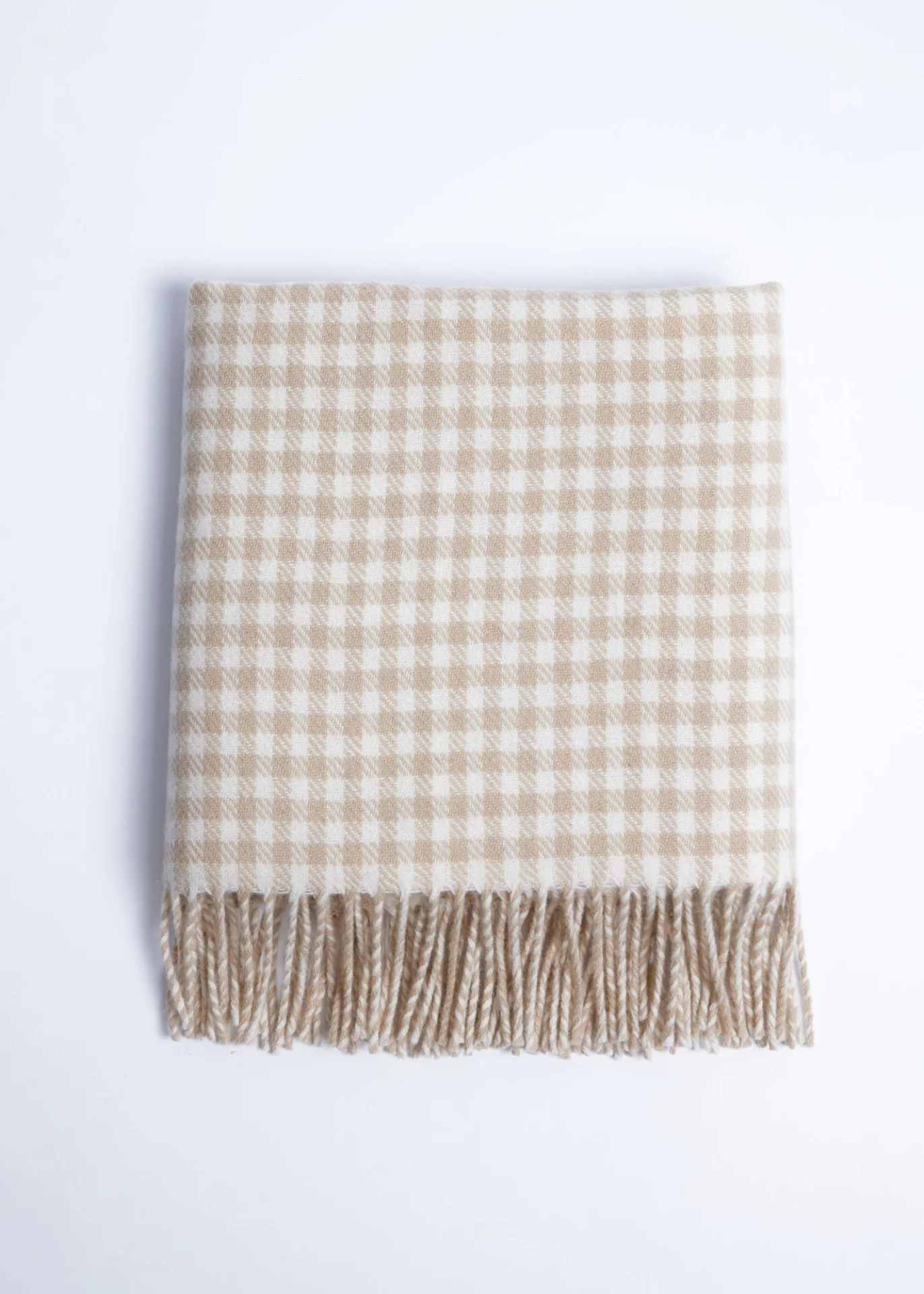 Foxford Fawn Gingham Lambswool Baby Blanket - Image 3