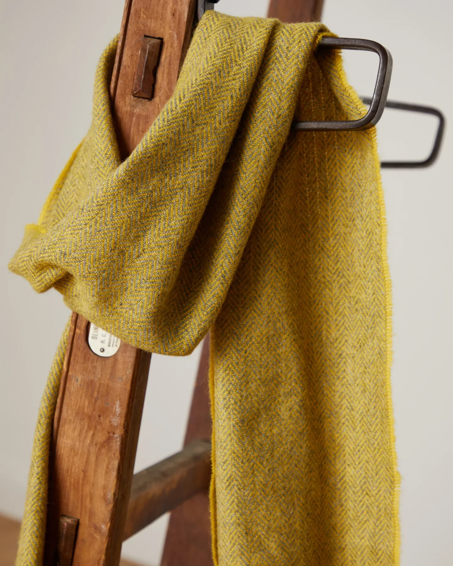 Foxford Gold Herringbone Lambswool Scarf - Image 2