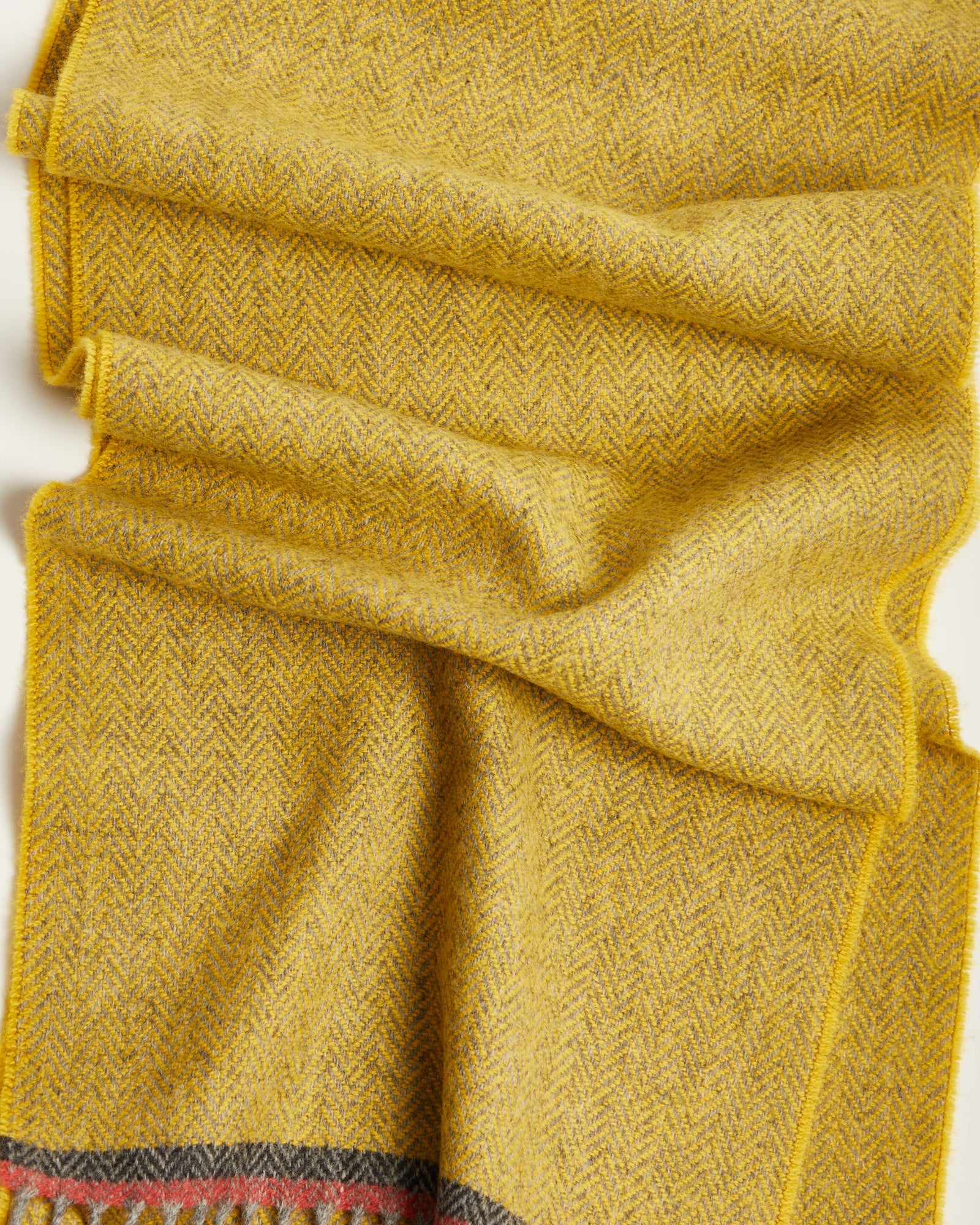Foxford Gold Herringbone Lambswool Scarf - Image 3