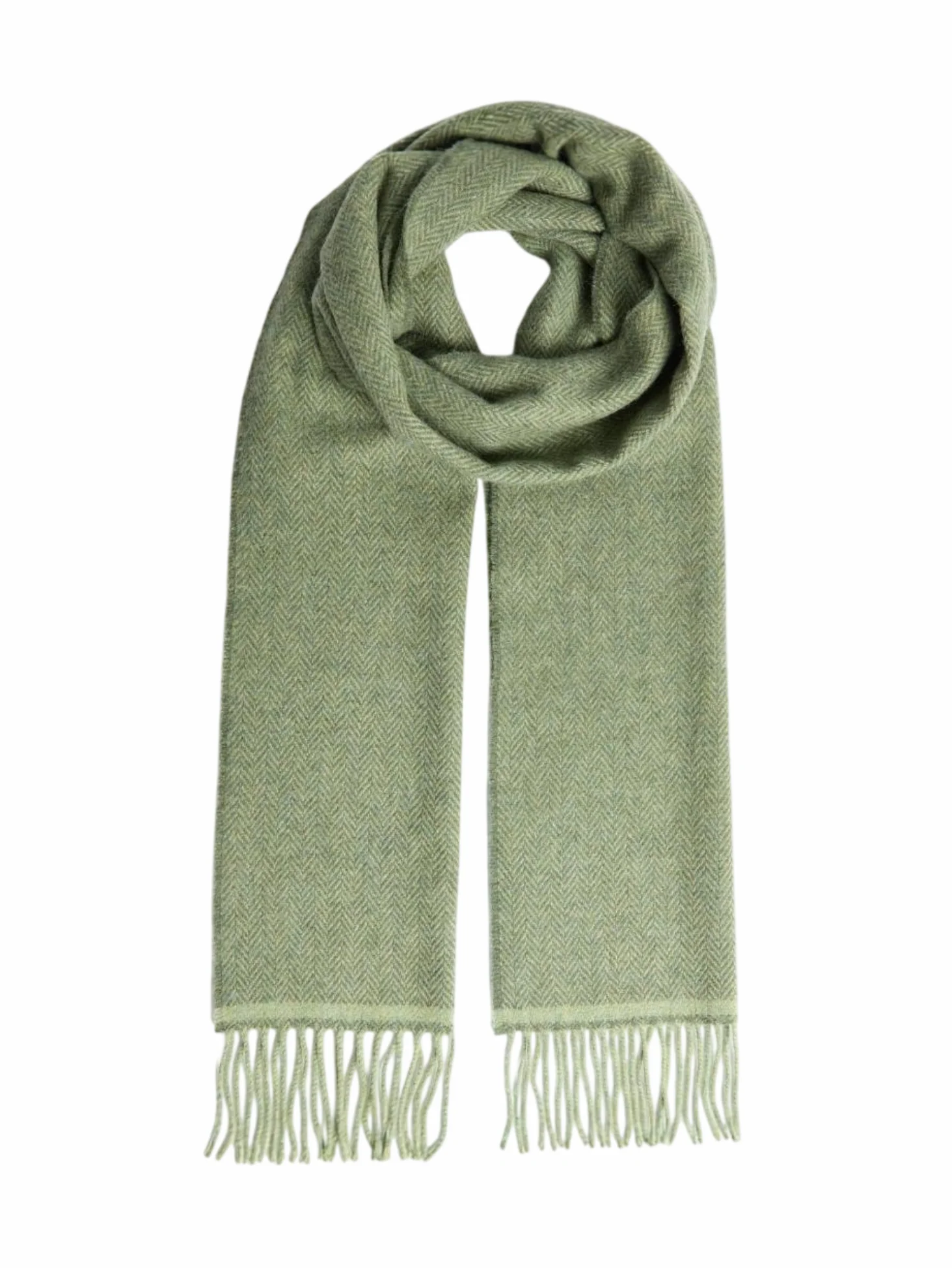 Foxford Green Herringbone Lambswool Scarf