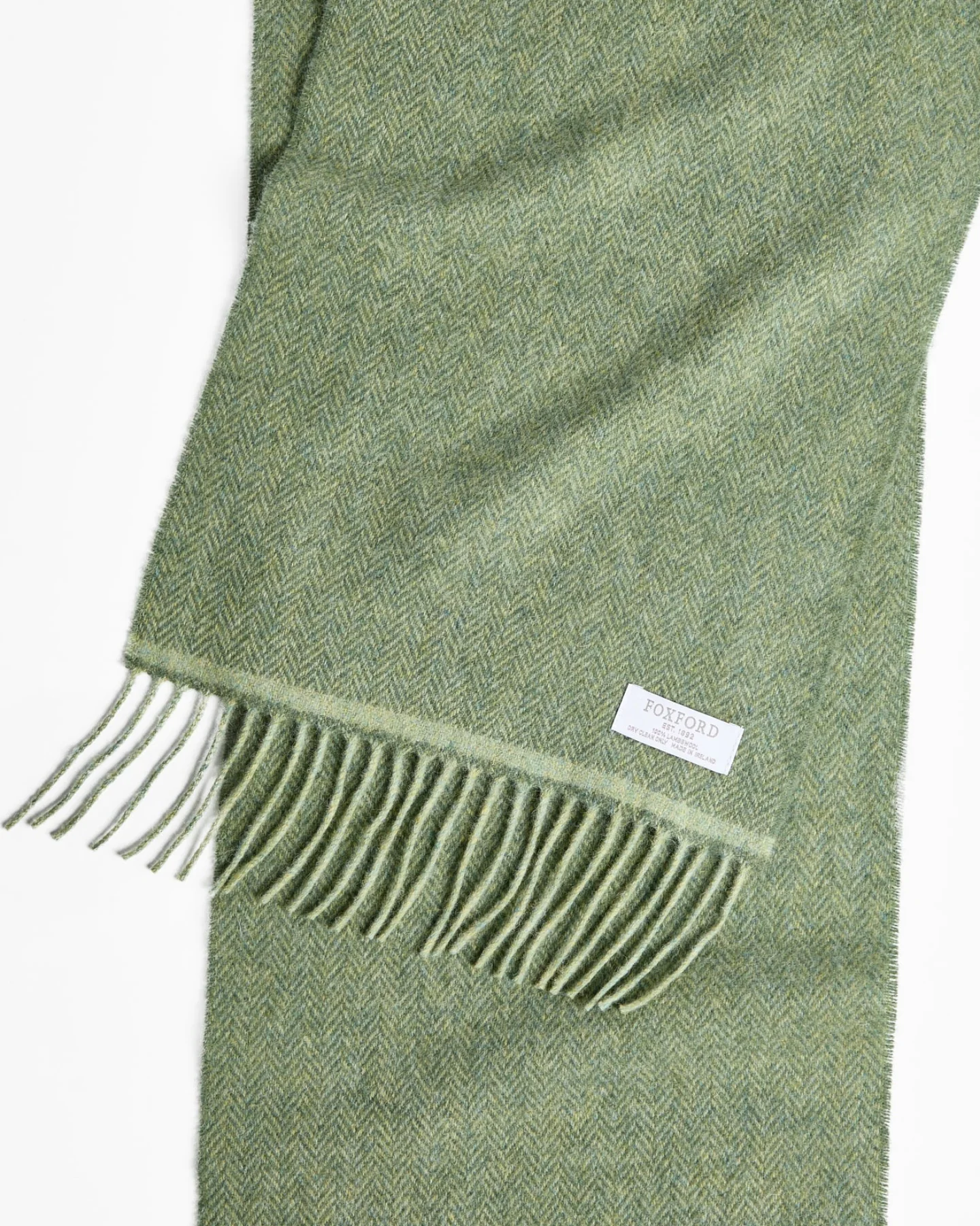 Foxford Green Herringbone Lambswool Scarf - Image 3