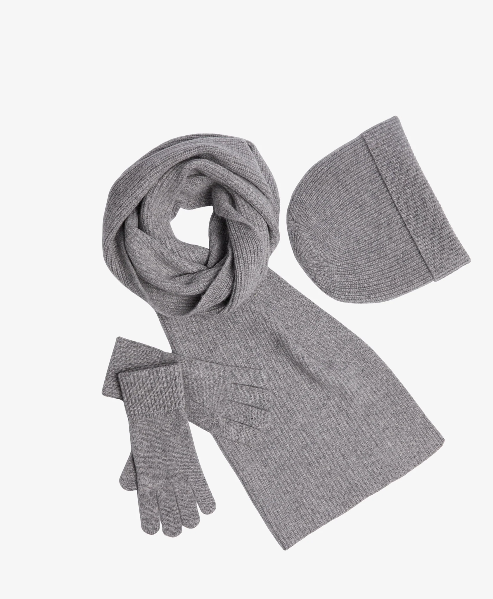 Foxford Grey Ribbed Cashmere Beanie - Image 3