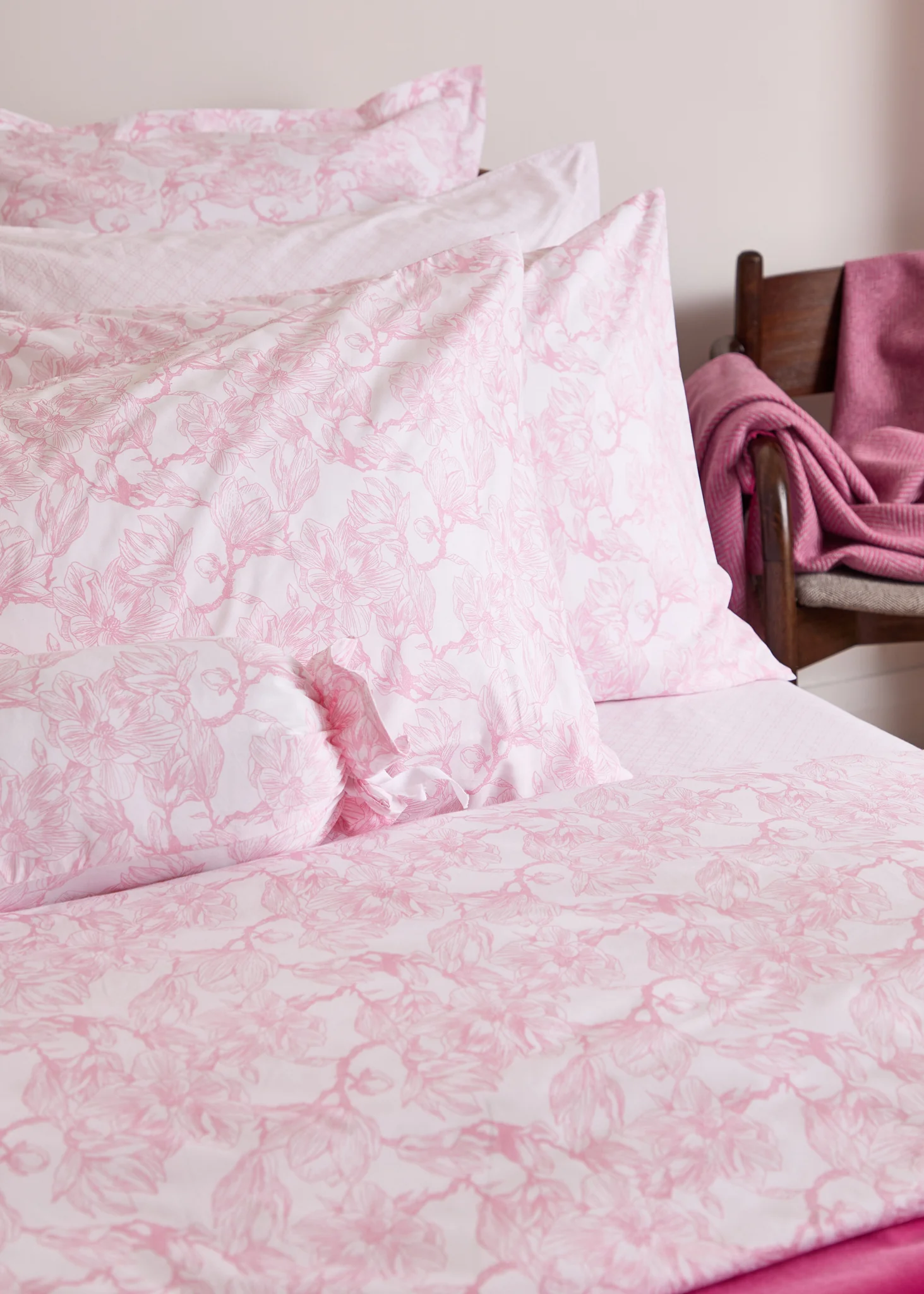 Foxford King Size Pillowcase Pair- Pink Magnolia - Image 2