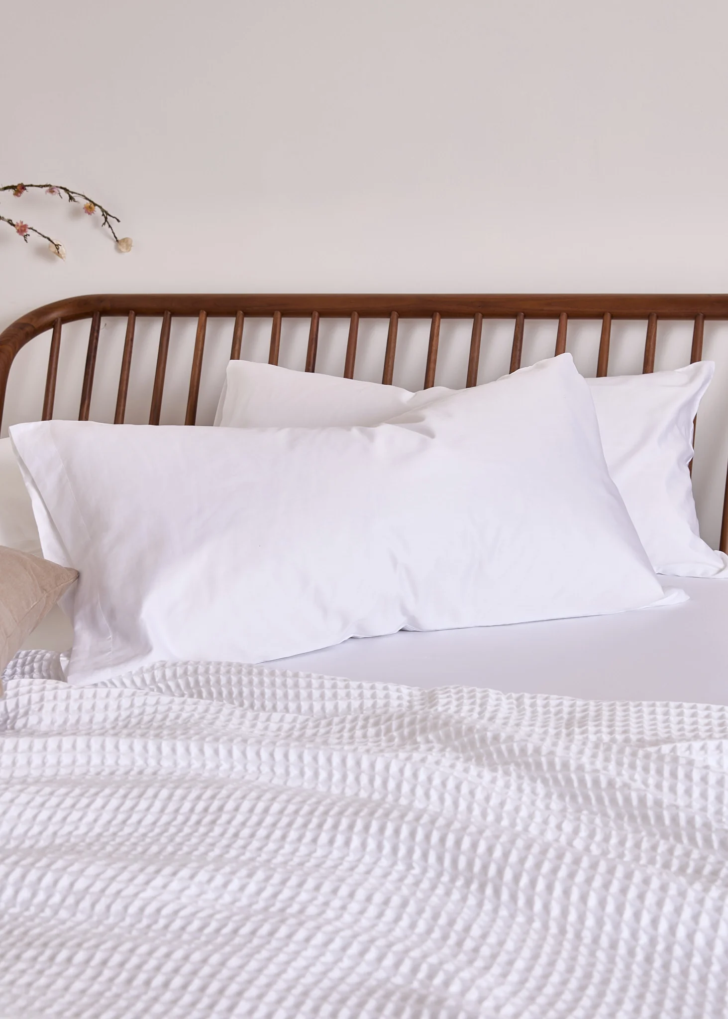 Foxford King Size Pillowcase Pair- White Sateen