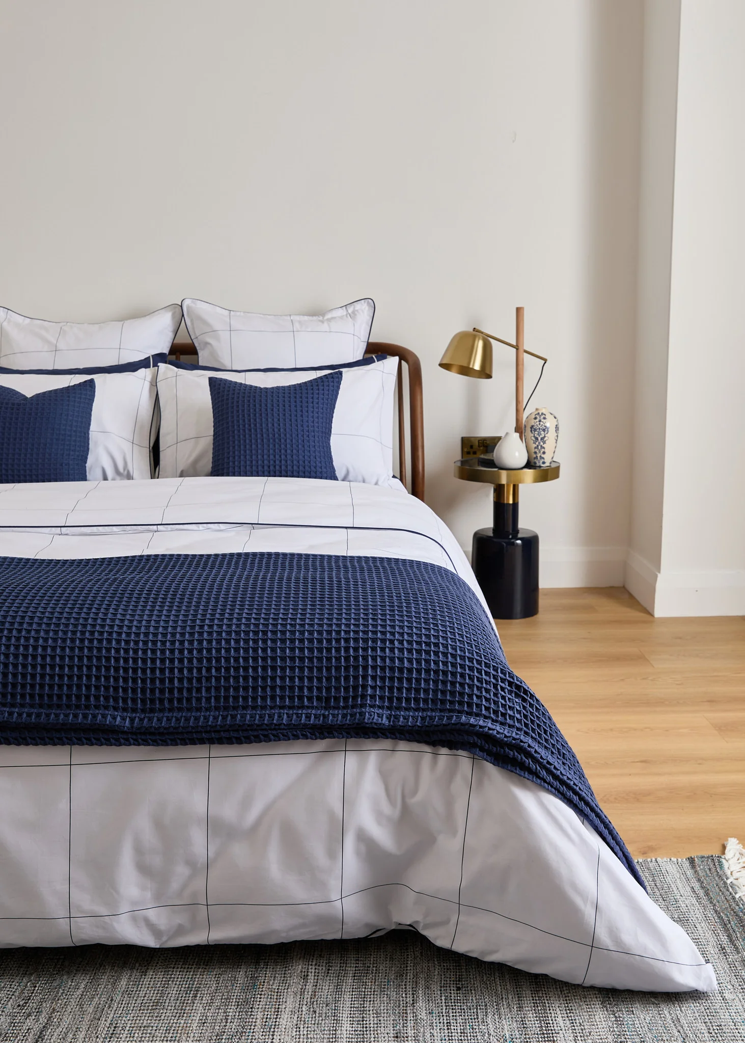 Foxford Navy Windowpane Oxford Pillowcase - Image 10