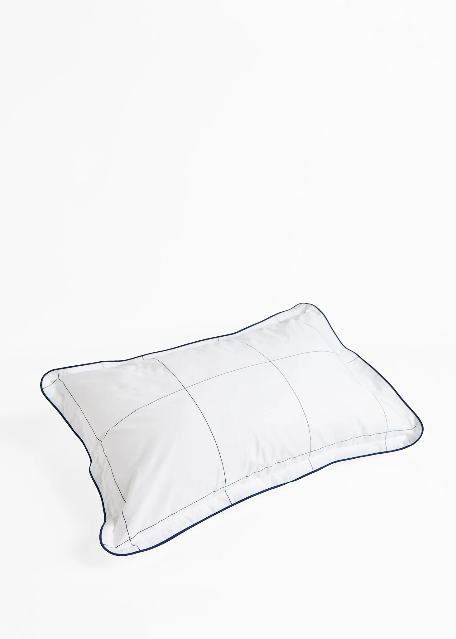 Foxford Navy Windowpane Oxford Pillowcase - Image 2