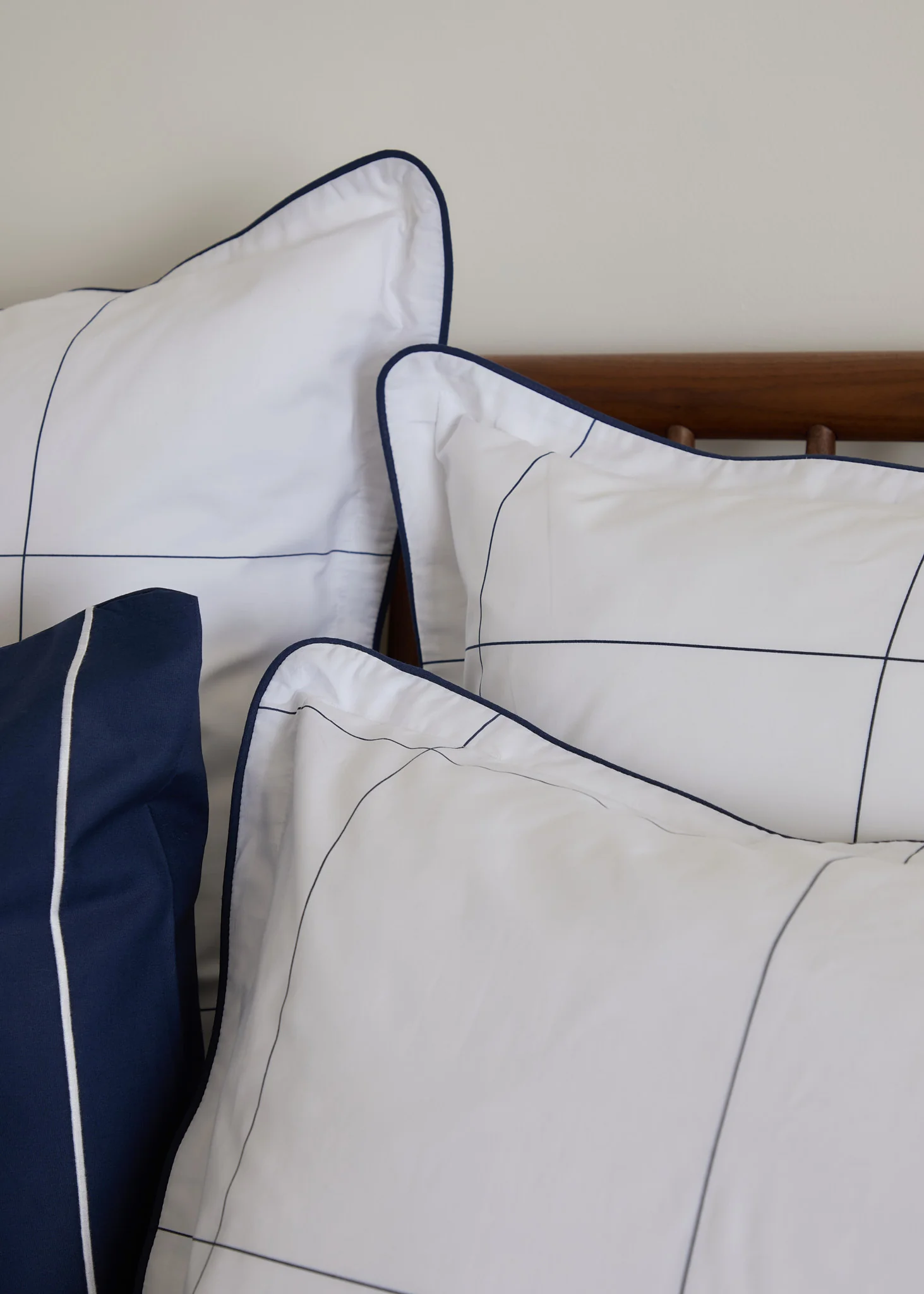 Foxford Navy Windowpane Oxford Pillowcase - Image 4