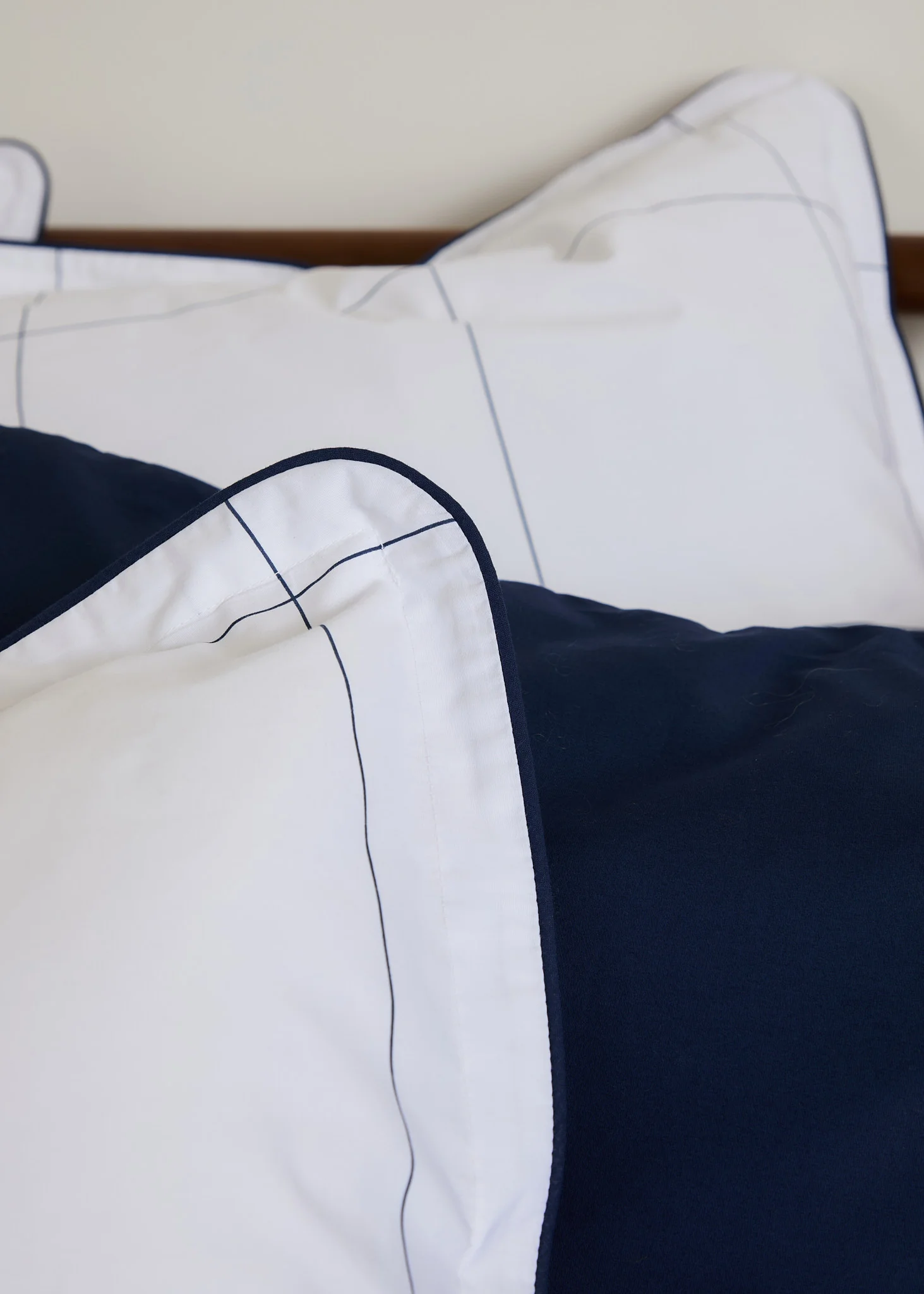 Foxford Navy Windowpane Oxford Pillowcase - Image 9
