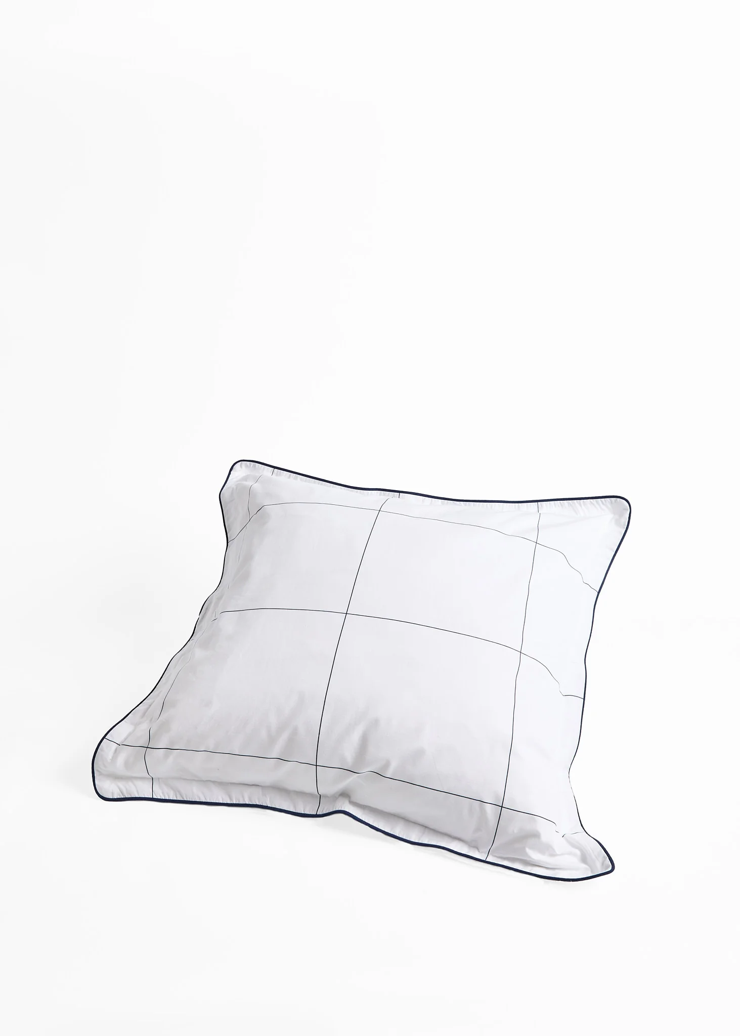 Foxford Navy Windowpane Oxford Square Pillowcase - Image 2