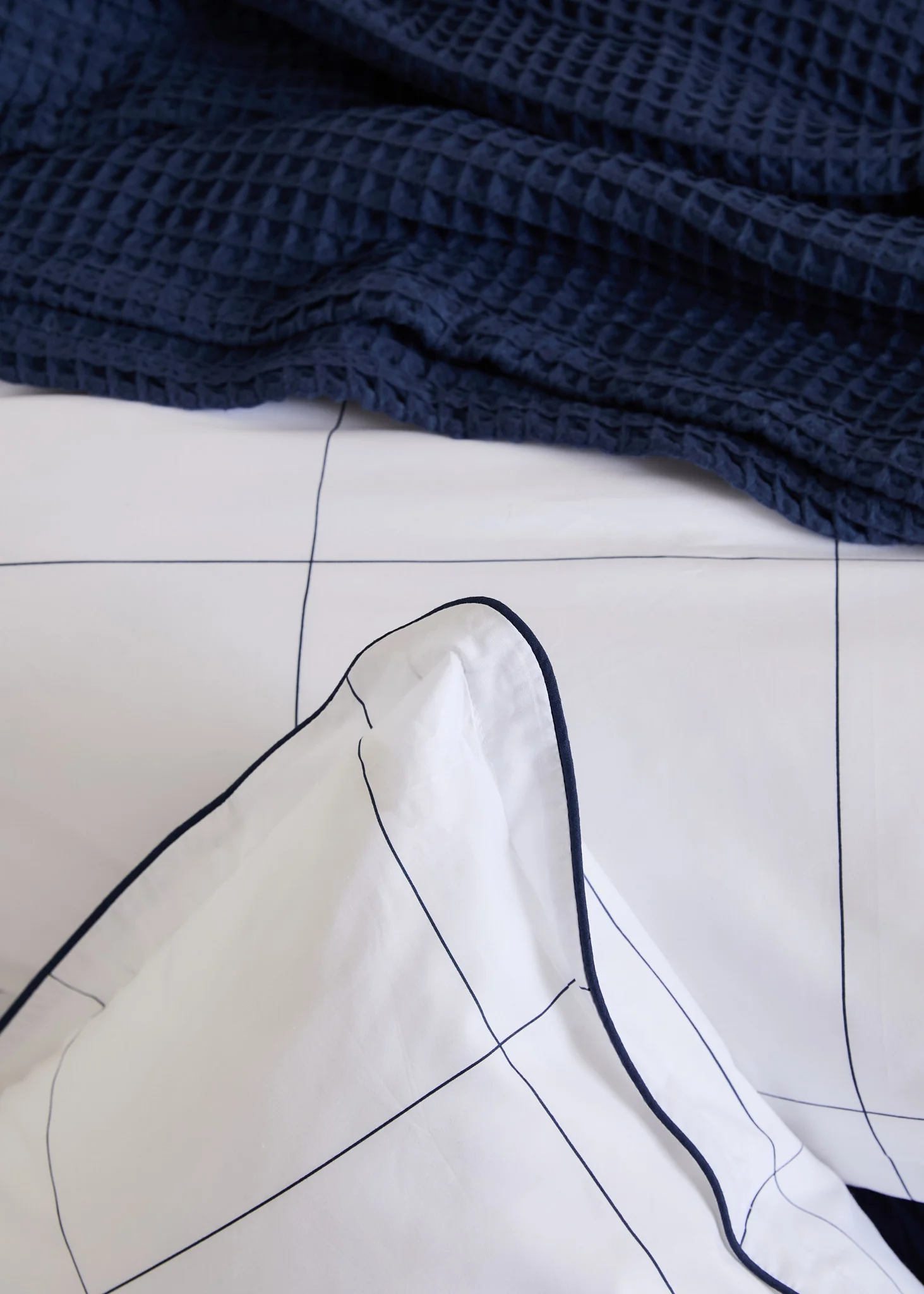 Foxford Navy Windowpane Oxford Square Pillowcase - Image 5