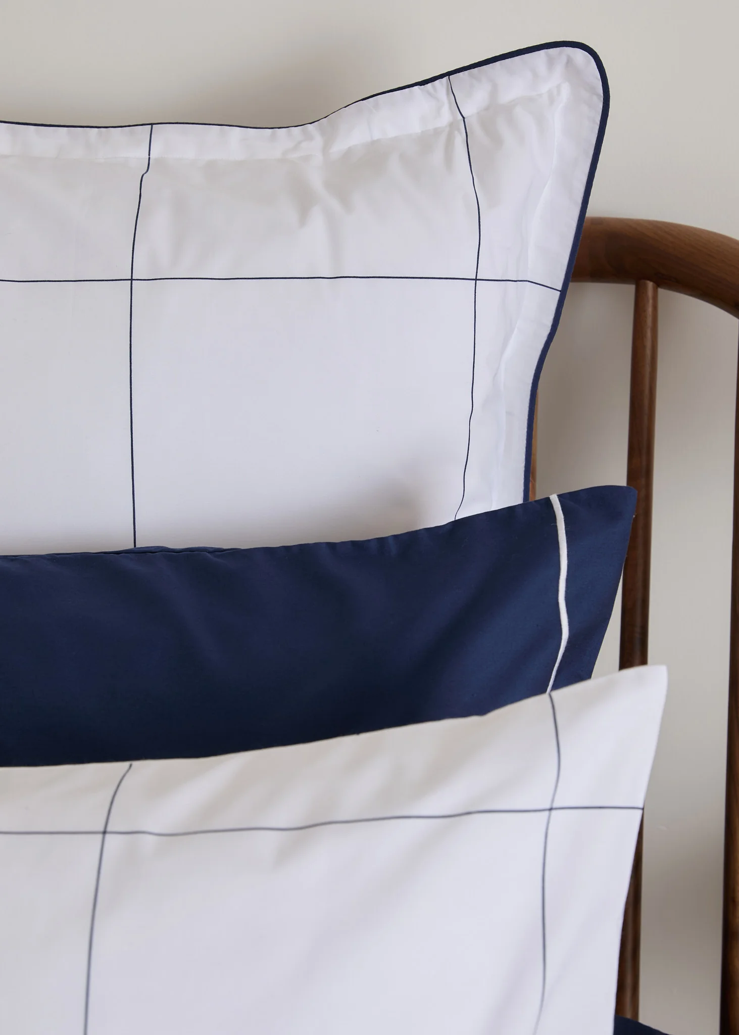 Foxford Navy Windowpane Oxford Square Pillowcase - Image 7