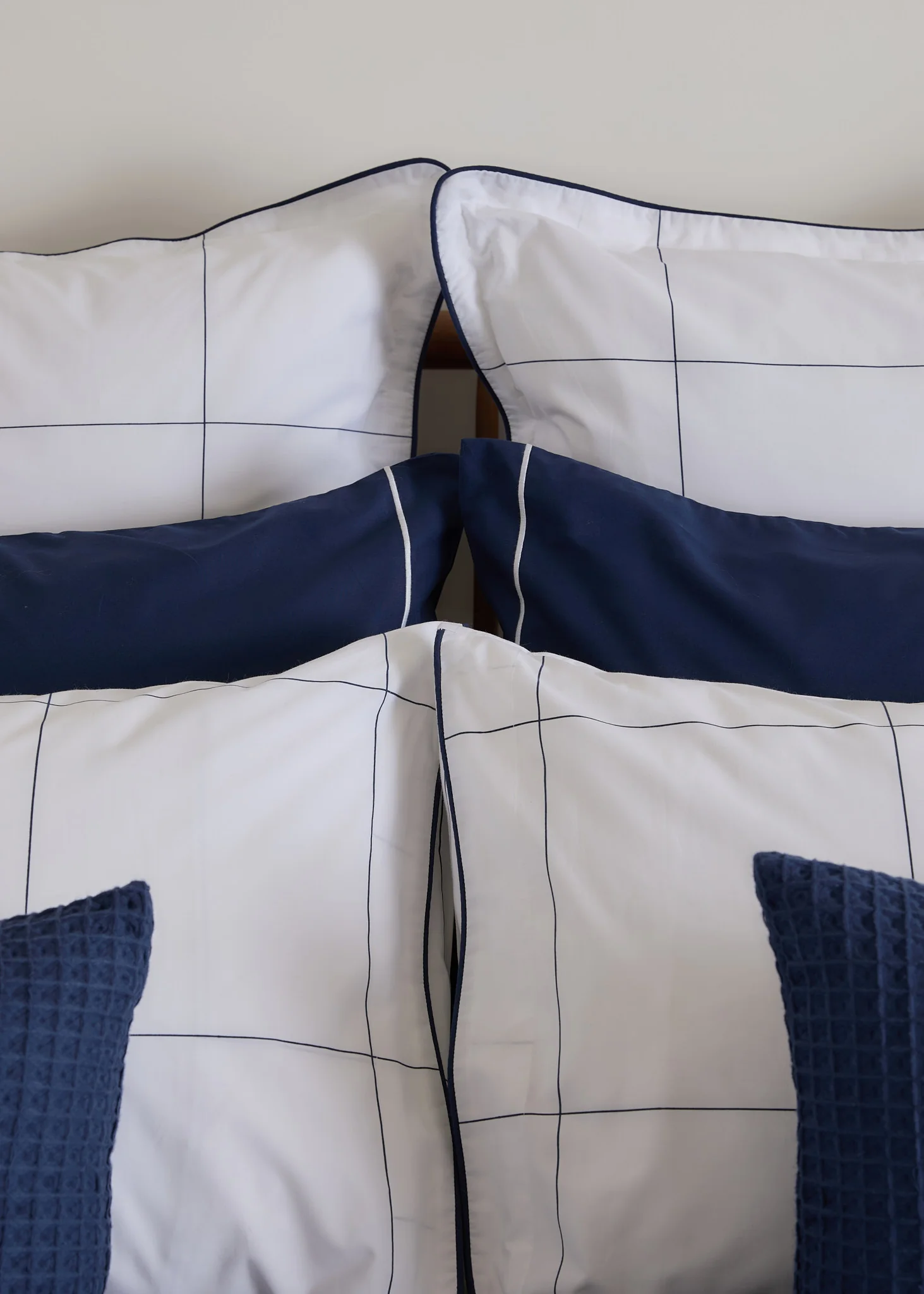 Foxford Navy Windowpane Oxford Square Pillowcase - Image 8