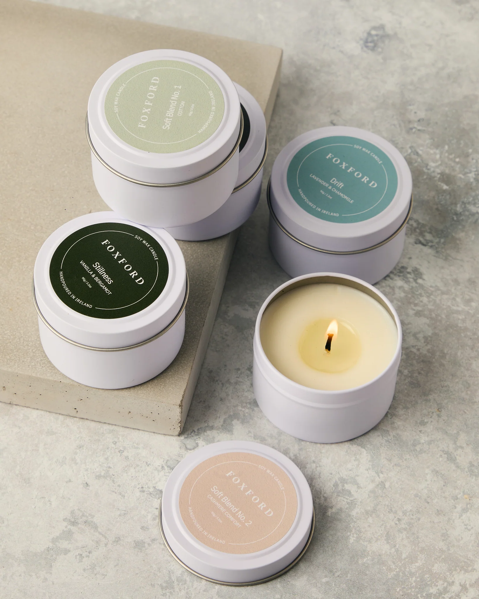 Foxford No.3 Linen Travel Candle 90g - Image 3