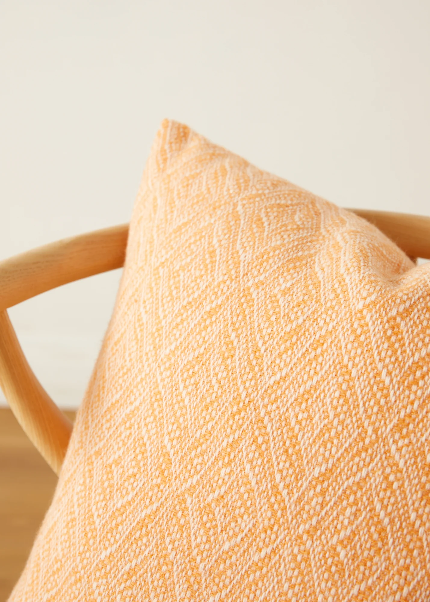 Foxford Orange and White Diamond Lambswool Cushion - Image 4