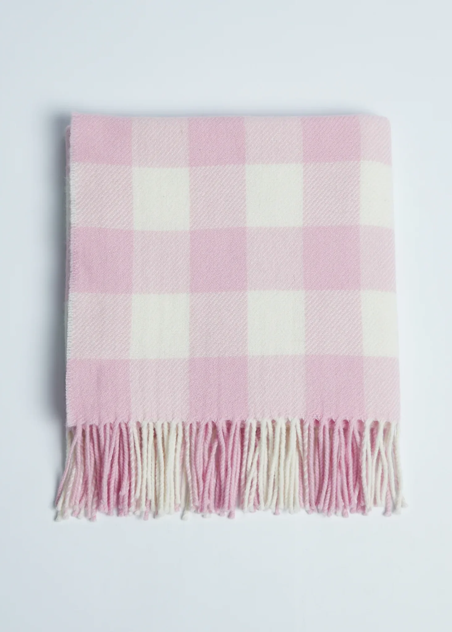 Foxford Pink Check Lambswool Baby Blanket - Image 3