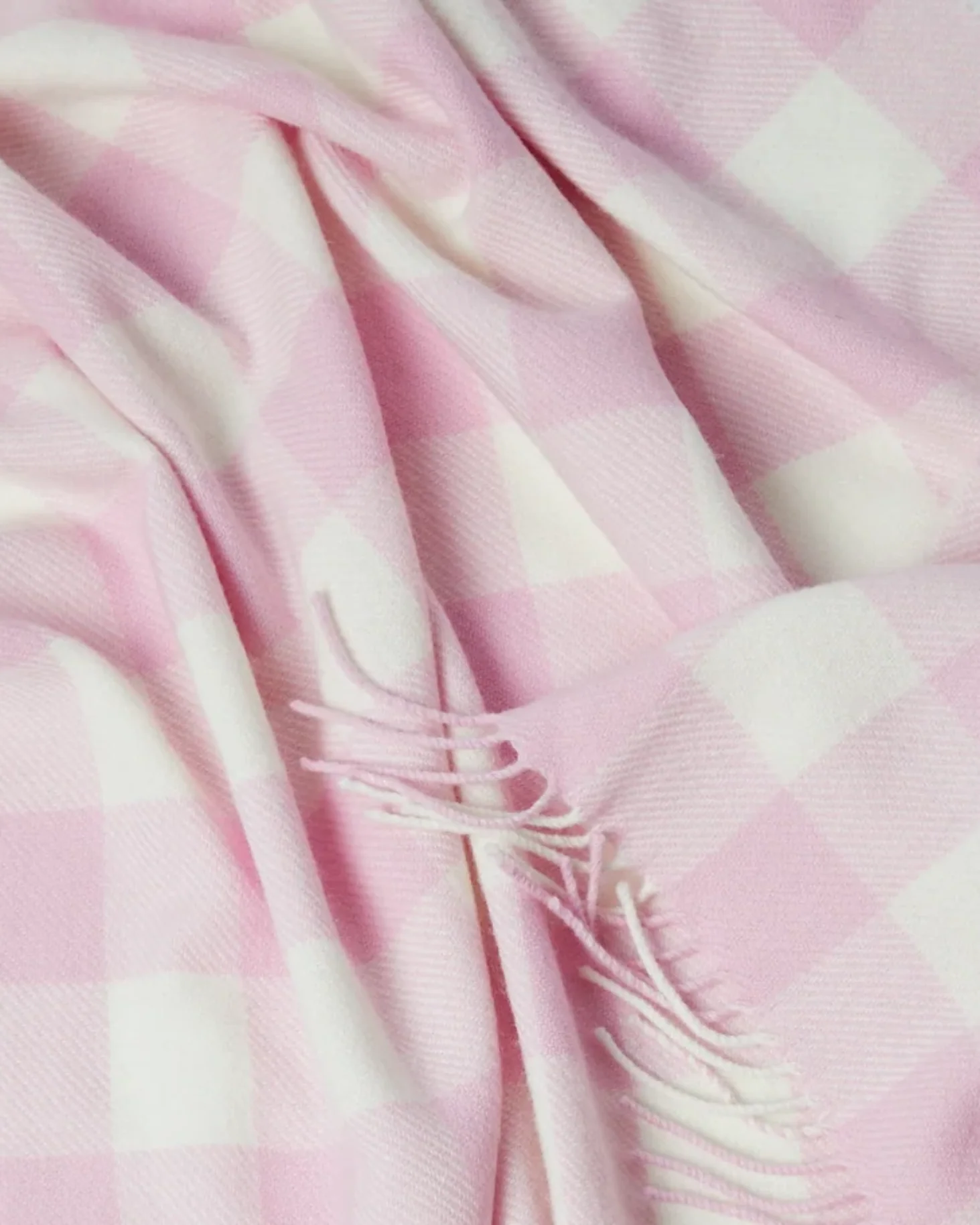 Foxford Pink Check Lambswool Baby Blanket - Image 4