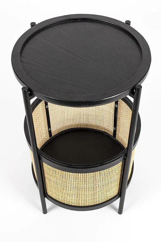 Foxford Rattan Round Side Table - Black - Image 2