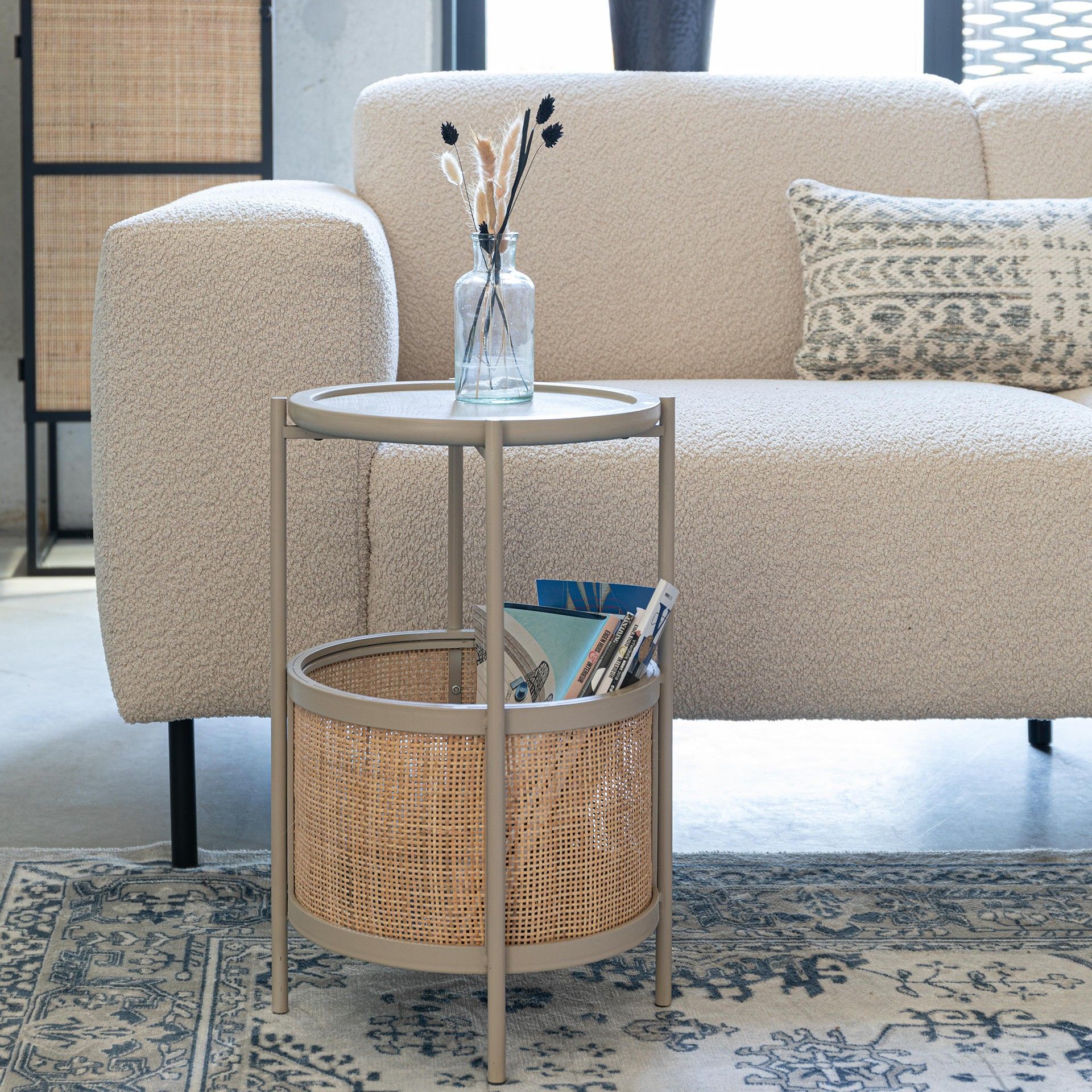 Foxford Rattan Round Side Table - Neutral