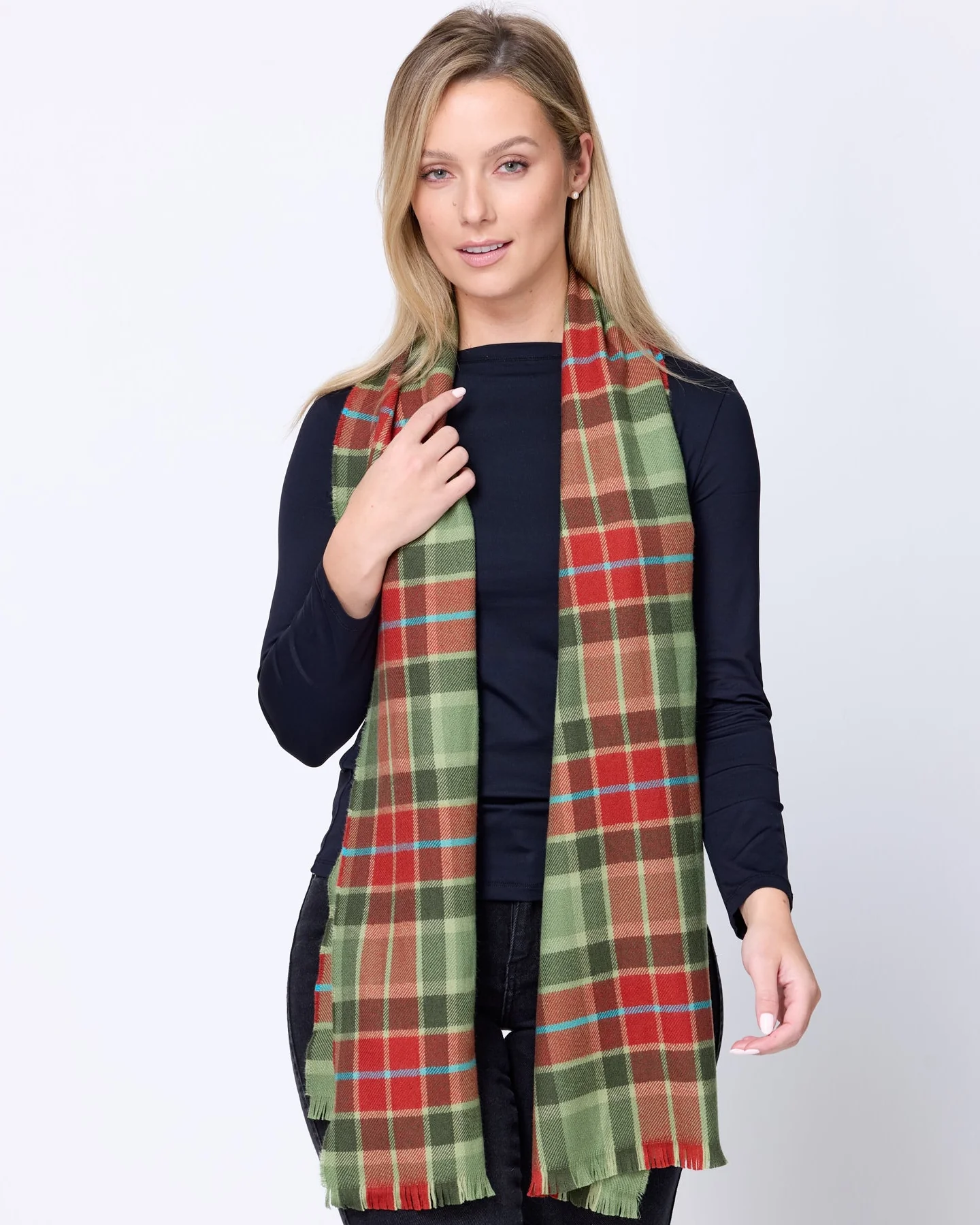 Foxford Rust Tartan Extra-Fine Merino Scarf