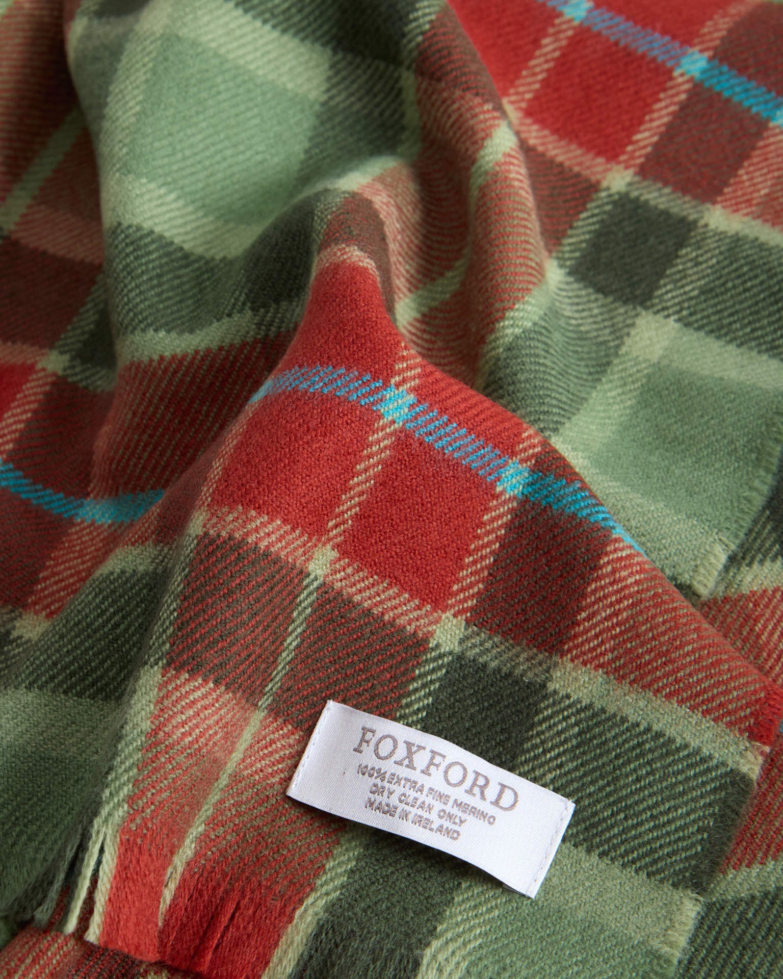 Foxford Rust Tartan Extra-Fine Merino Scarf - Image 3