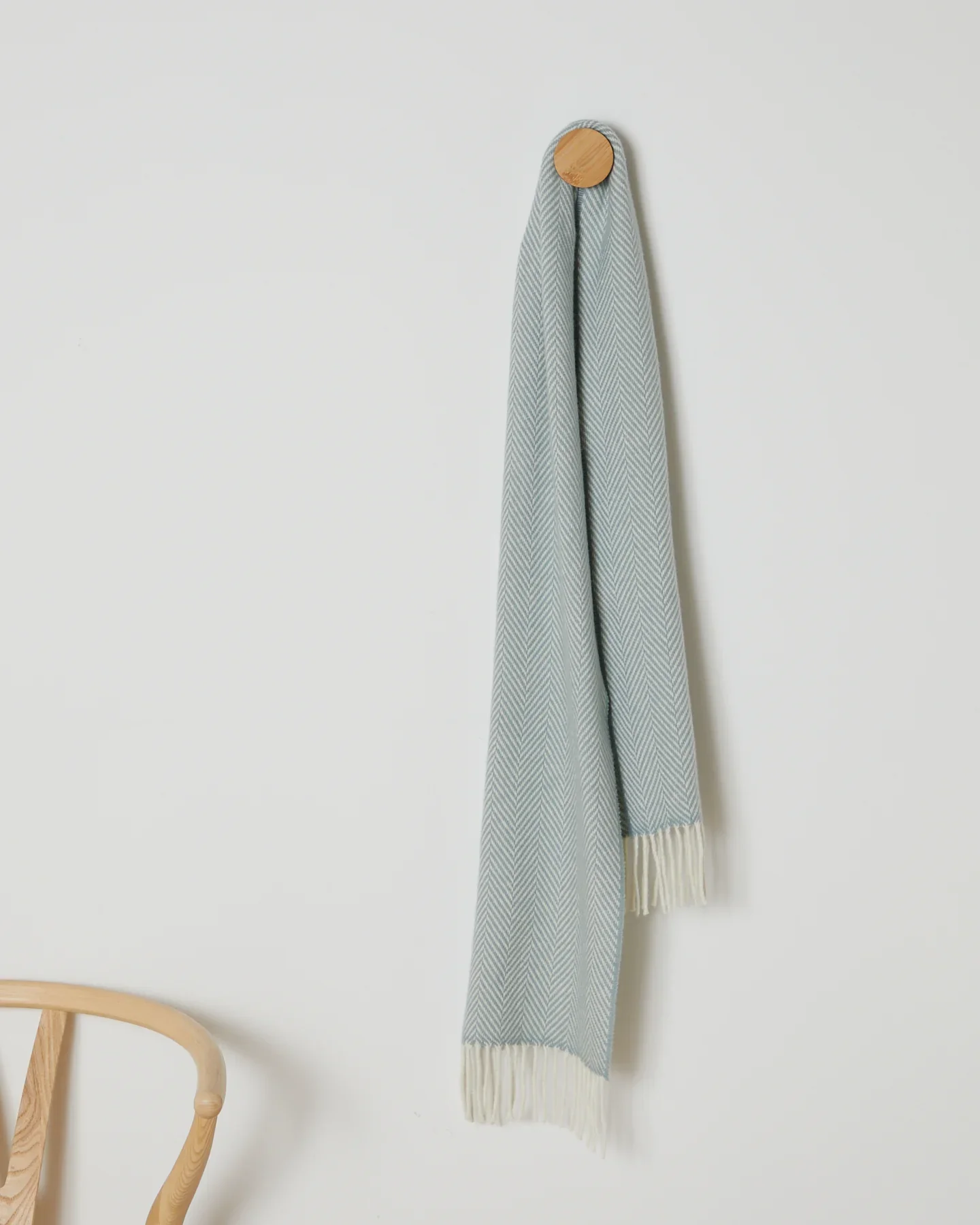 Foxford Sage Herringbone Cashmere Blend Scarf - Image 3