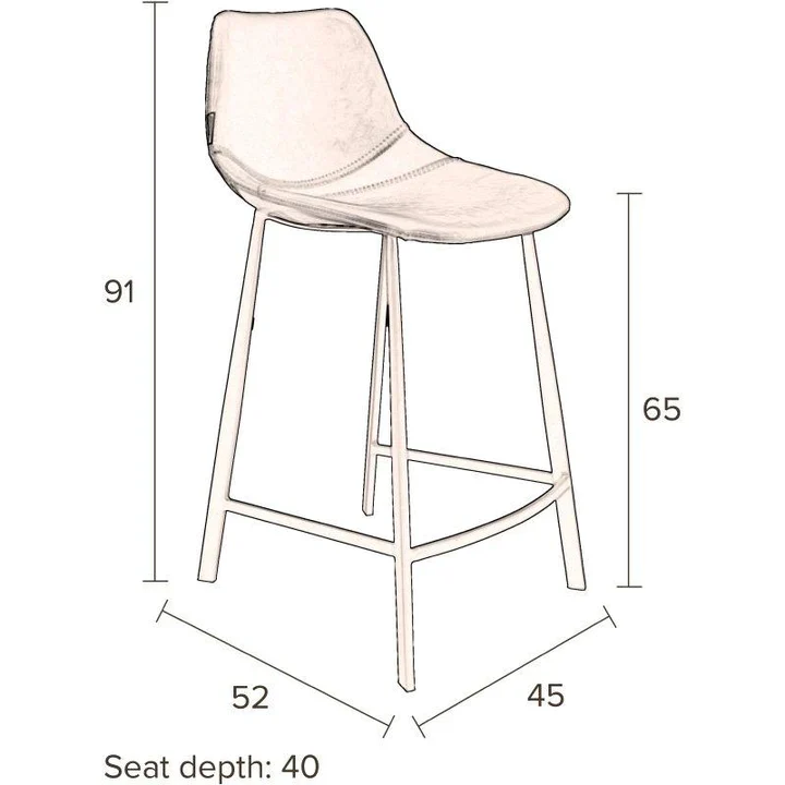 Franky Velvet Counter Stool - Grey - Image 5