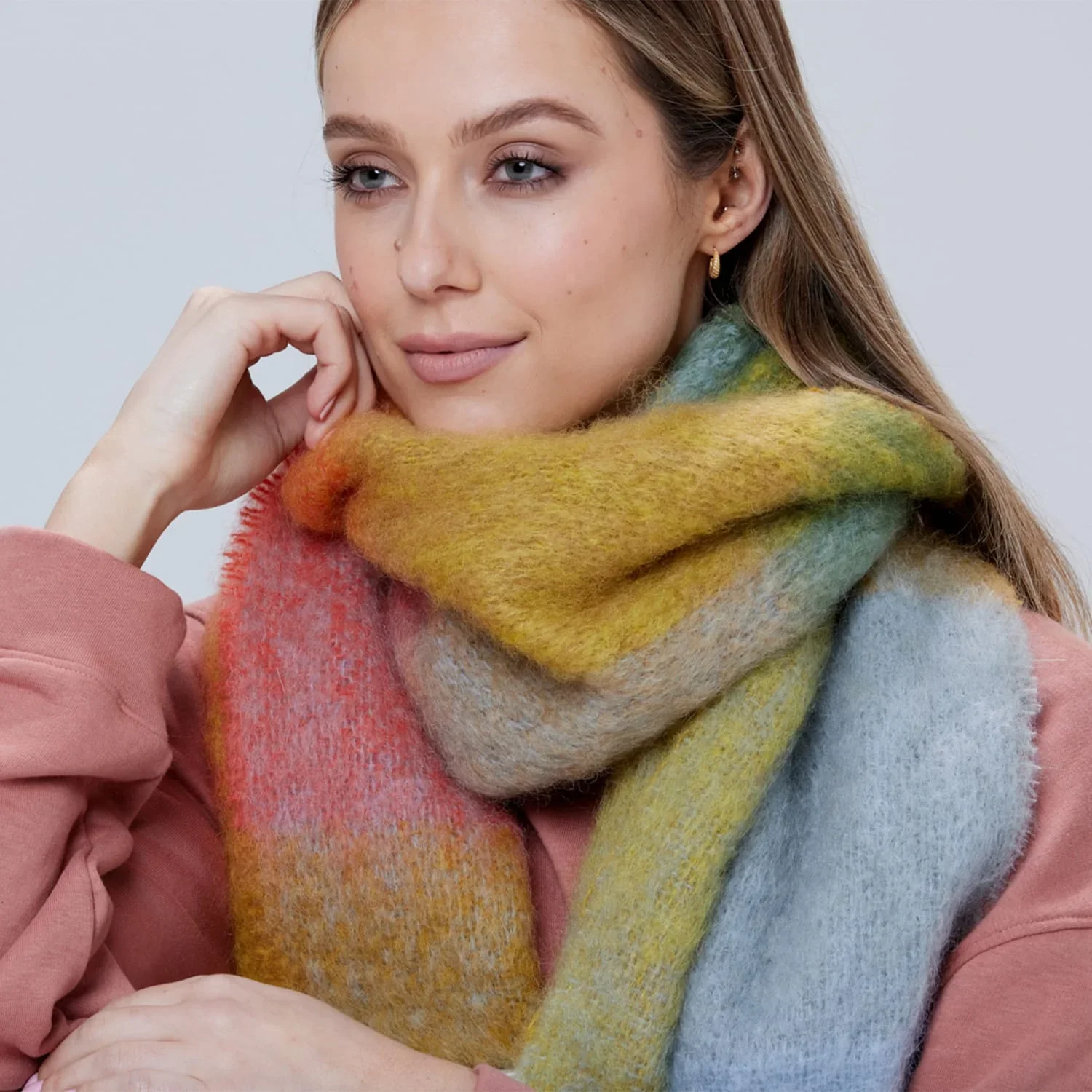 Foxford Blue And Gold Mohair Scarf - Image 3