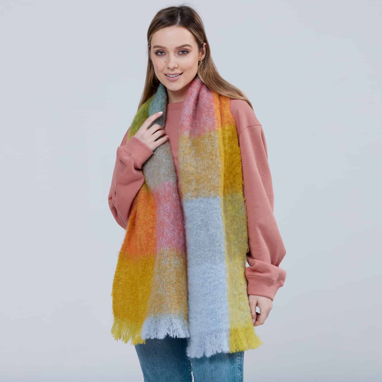 Foxford Blue And Gold Mohair Scarf - Image 4