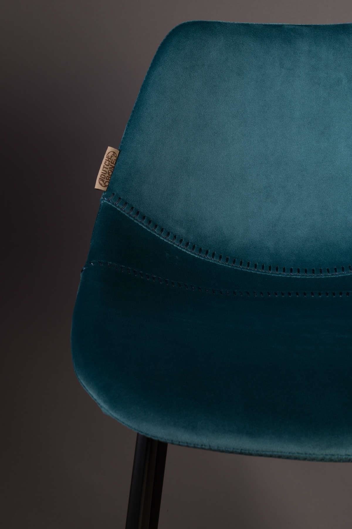Petrol Velvet Franky Counter Stool - Image 2